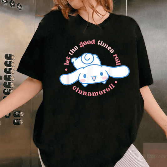 Cute Cinnamoroll Let the Good Times Roll T-Shirt for Fans – Adorable Graphic Tee Featuring Charming Cinnamoroll Design - 1