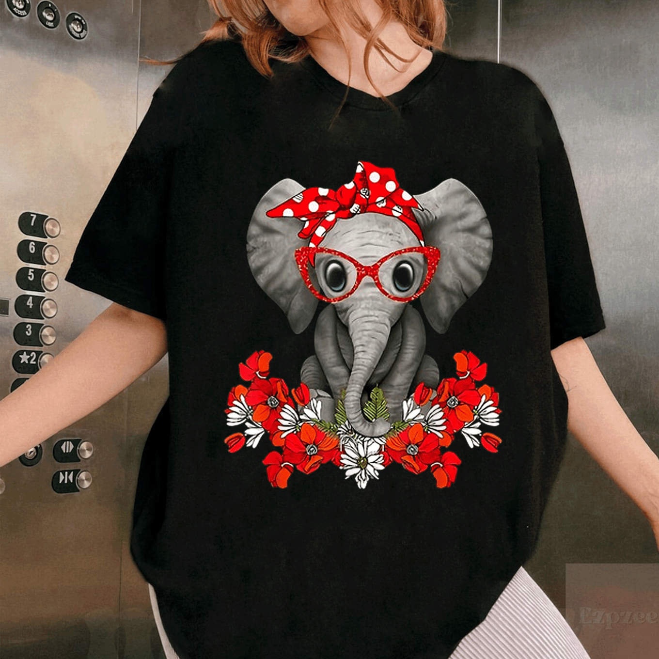 Save The Elephants T-Shirt for Women Featuring Adorable Elephant Mom with Red Bow - Perfect Gift for Animal Lovers - 1