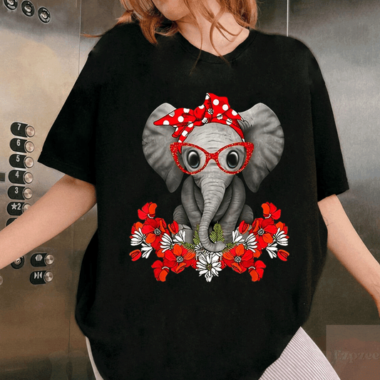 Save The Elephants T-Shirt for Women Featuring Adorable Elephant Mom with Red Bow - Perfect Gift for Animal Lovers - 1