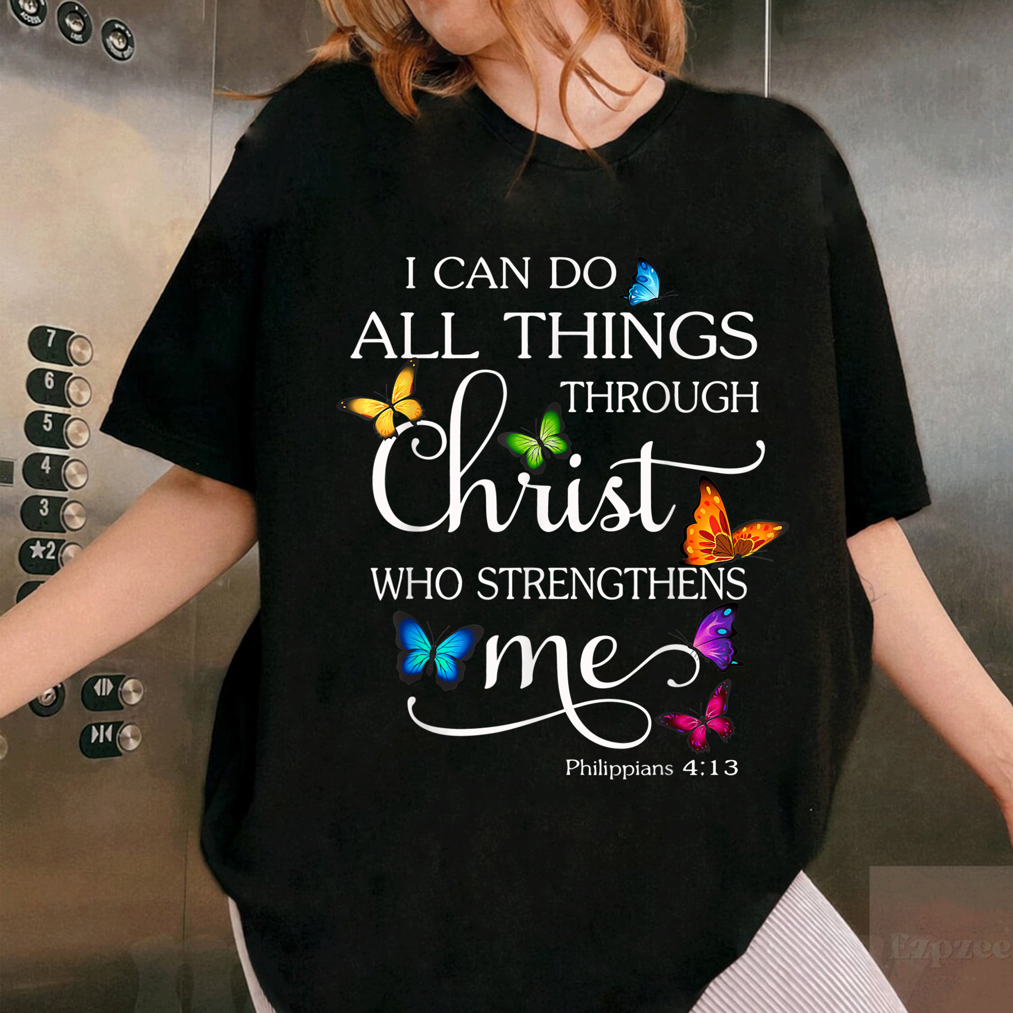 I Can Do All Things Through Christ Butterfly Art T-Shirt - Inspirational Religious Design for Faith and Hope Lovers - 1