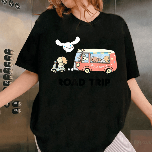 Adorable Cinnamoroll Road Trip T-Shirt Perfect for Cartoon Lovers and Adventure Seekers, Soft and Comfortable Style for Everyday Wear - 1