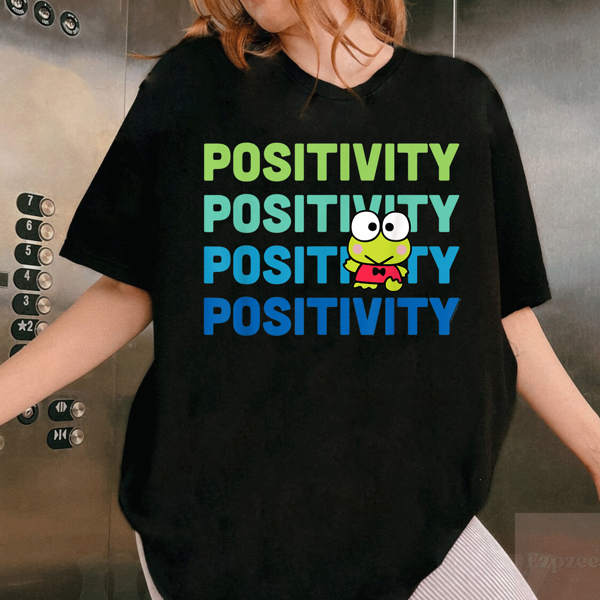 Cheerful Keroppi Positivity T-Shirt Featuring Your Favorite Frog in a Fun and Colorful Design Perfect for Any Occasion - 1