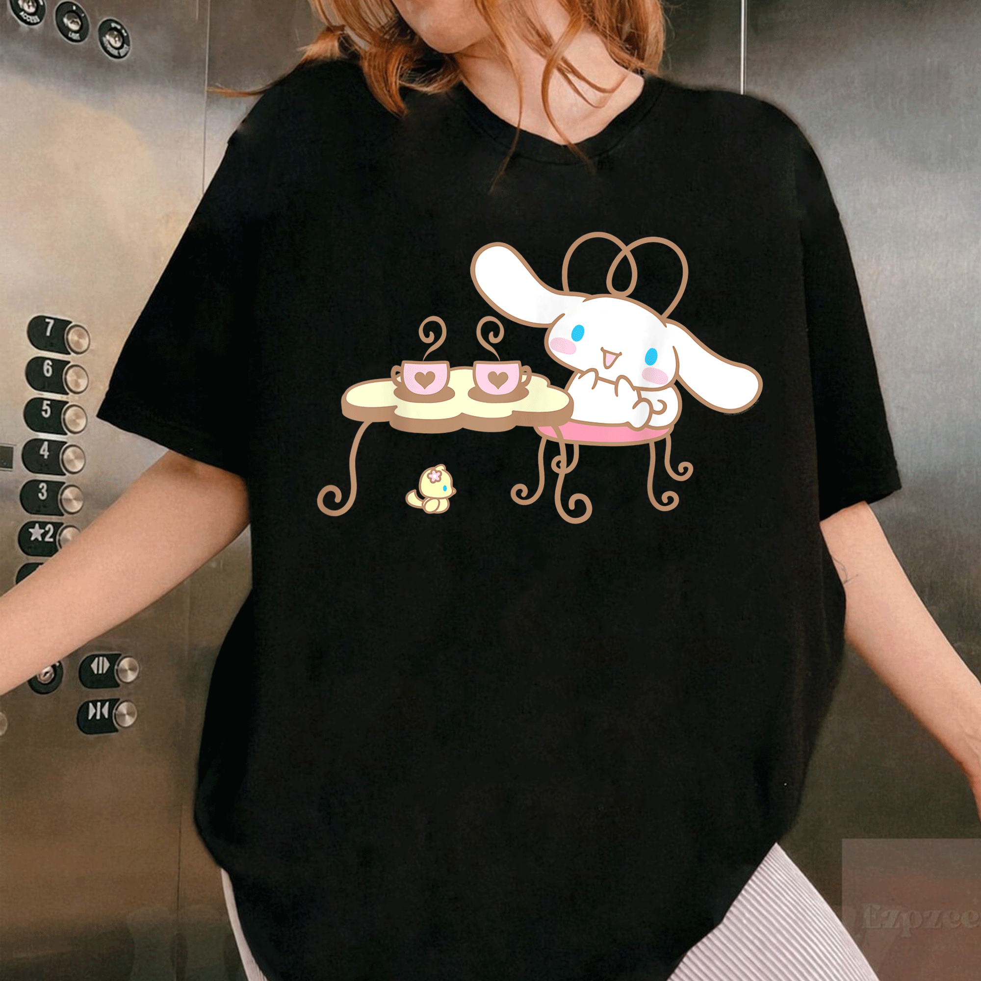 Cinnamoroll Cafe T-Shirt Cute and Cozy Design Featuring Adorable Cinnamoroll Character Perfect for Casual Outings or Gifts - 1