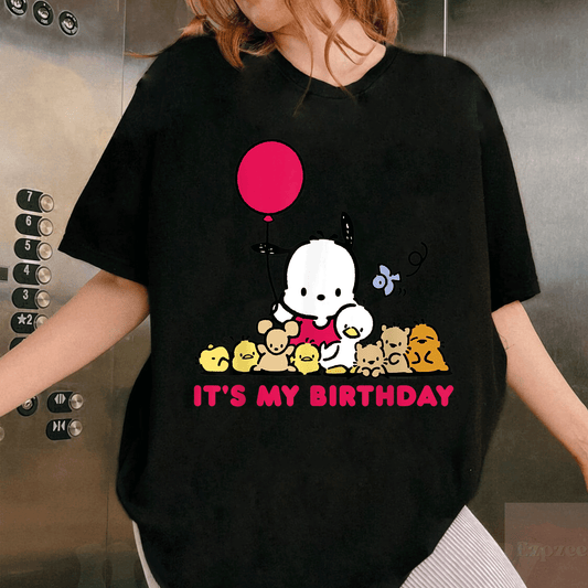 Cute Pochacco It's My Birthday T-Shirt for Kids - Adorable Birthday Celebration Tee with Fun Design for Any Birthday Party - 1
