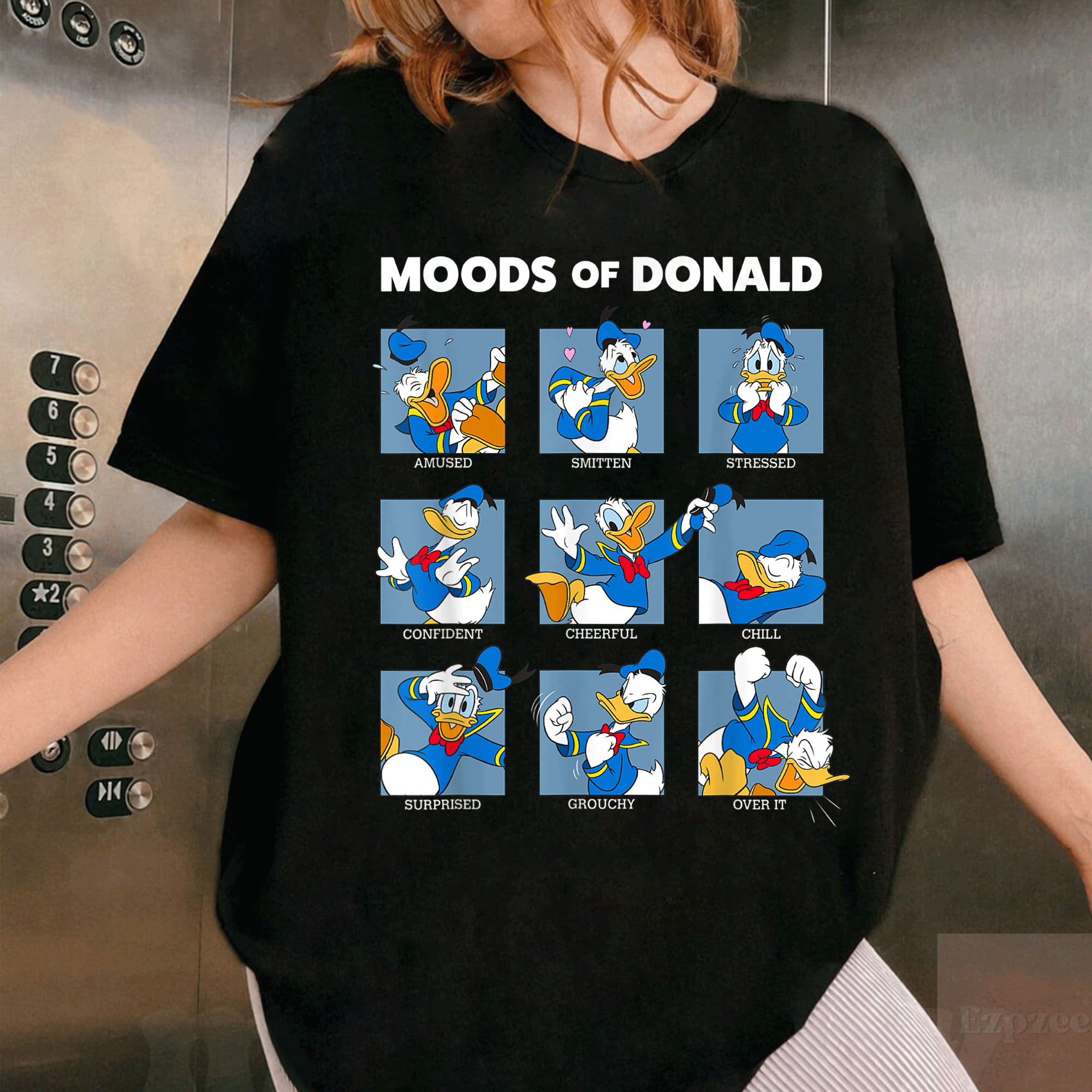 Disney Mickey And Friends Moods Of Donald Duck T-Shirt Featuring Colorful Cartoon Design for Fun and Retro Style Enthusiasts - 1