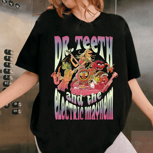 Rock Out in Style with Disney The Muppets Dr. Teeth and The Electric Mayhem T-Shirt - Fun and Colorful Design for Fans - 1