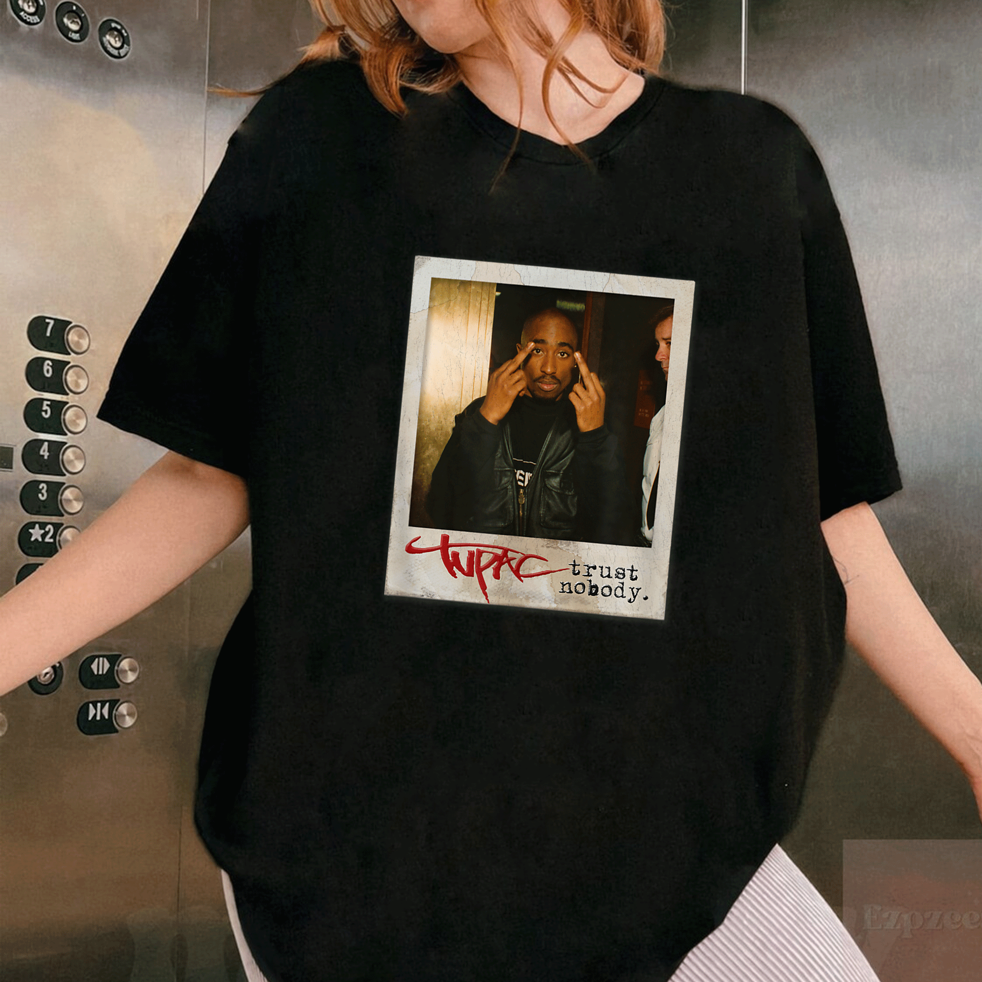 Tupac Trust Nobody Photo T-Shirt - Stylish Streetwear Tee Featuring Iconic Rap Legend Artwork Perfect for Fans and Collectors - 1