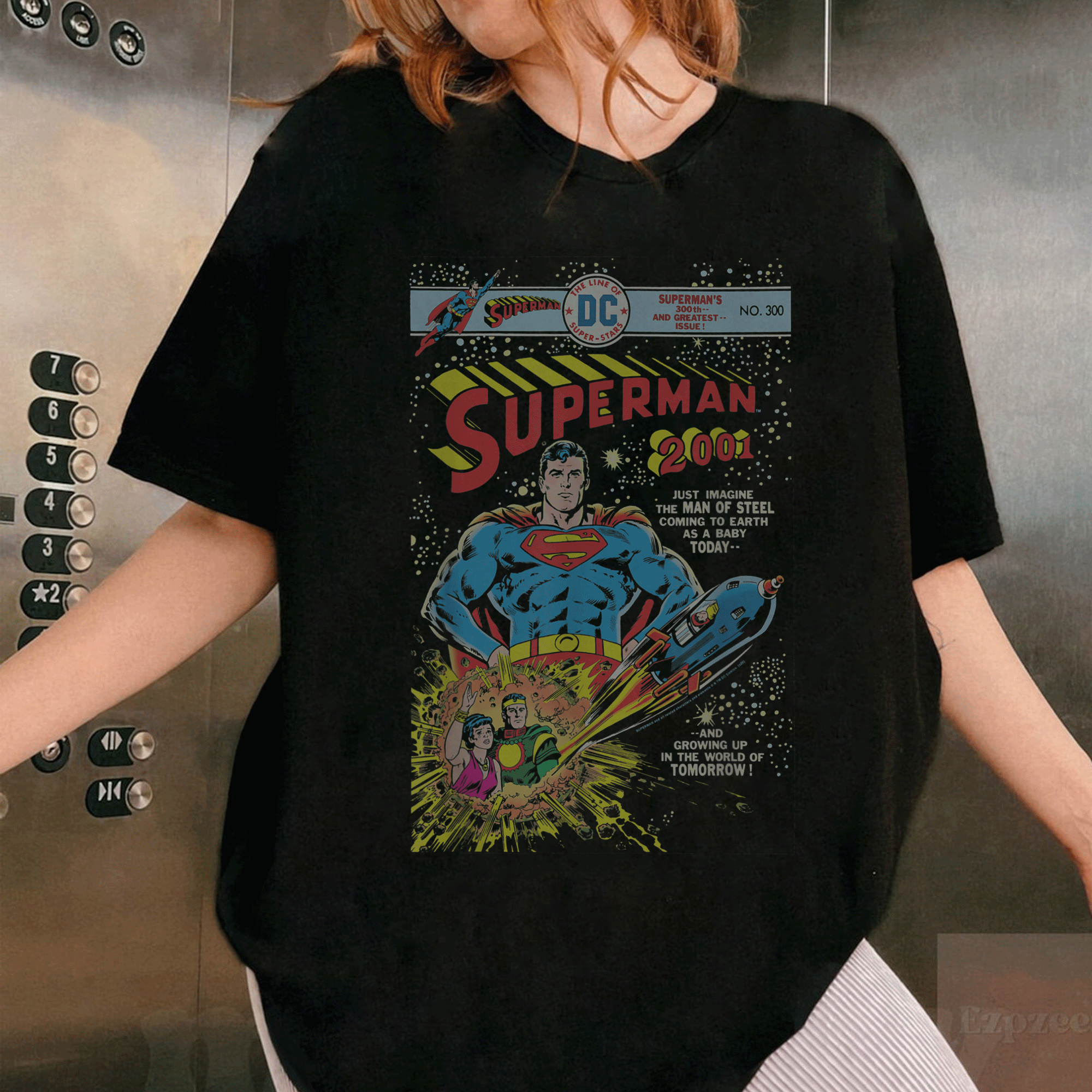 Superman 2001 #300 Retro Comic Cover T-Shirt Vintage Style Graphic Tee for DC Comics Fans and Collectors - 1