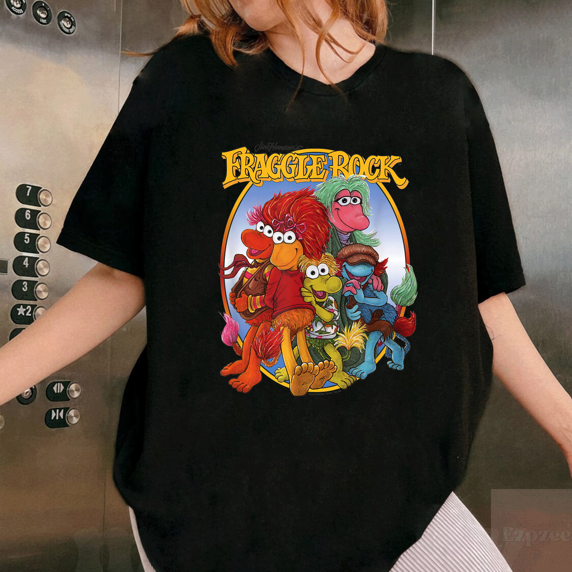 Fraggle Rock Group Hug T-Shirt featuring Colorful Cartoon Characters for Fun and Nostalgic Fans of the Classic Show - 1