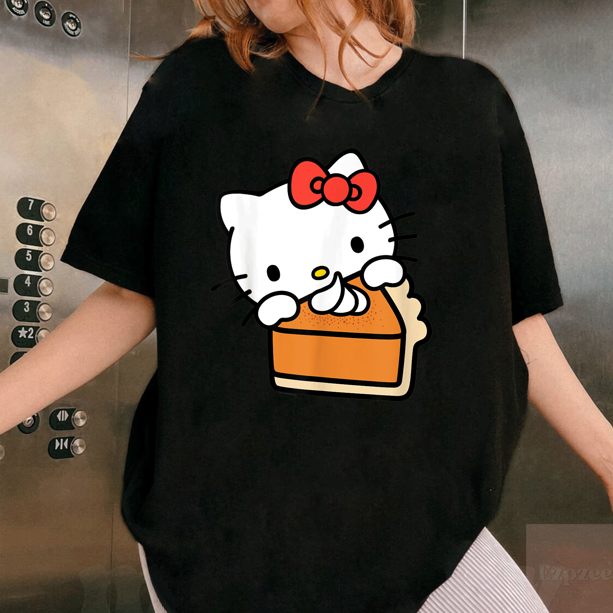 Hello Kitty Pumpkin Pie T-Shirt Adorable Fall Fashion for Cat Lovers Cute Graphic Tee Perfect for Halloween and Thanksgiving Celebrations - 1