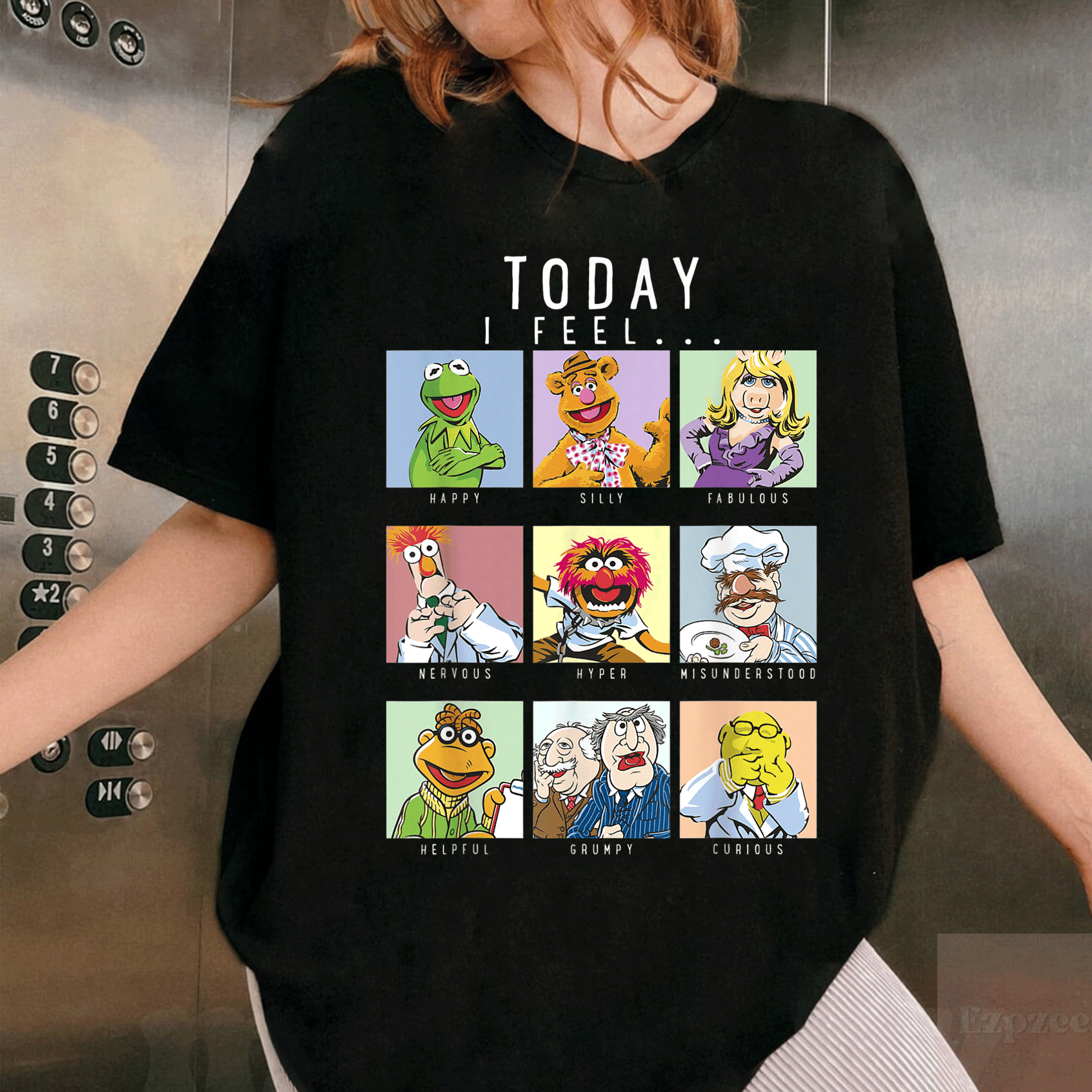 Disney The Muppets Today I Fell Box Up T-Shirt for Fun Lovers, Featuring Iconic Characters in Vibrant Graphic Design - 1