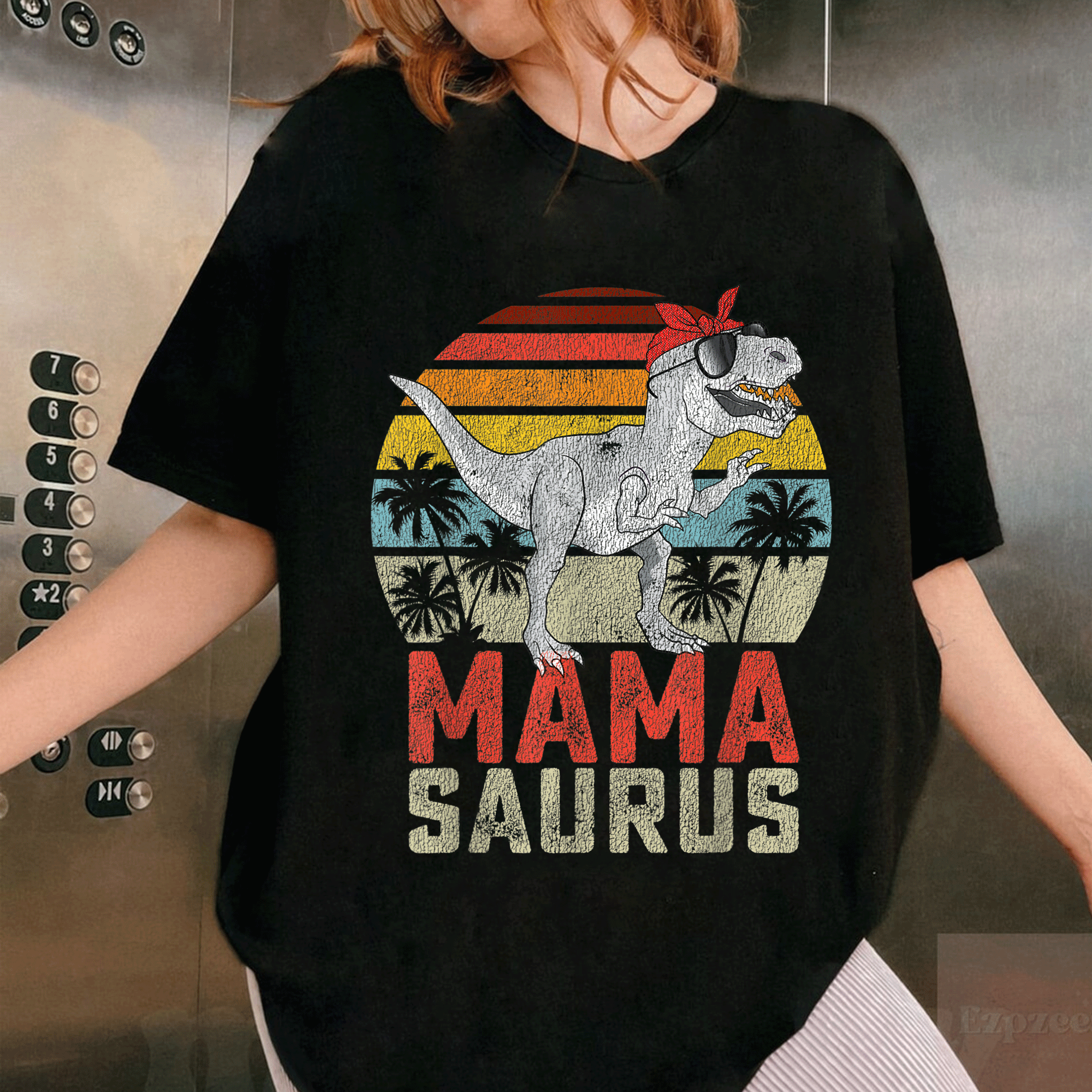 Adorable Mamasaurus T-Rex Family Matching Women T-Shirt Perfect for Dinosaur Lovers and Moms Who Love to Celebrate Family Time - 1