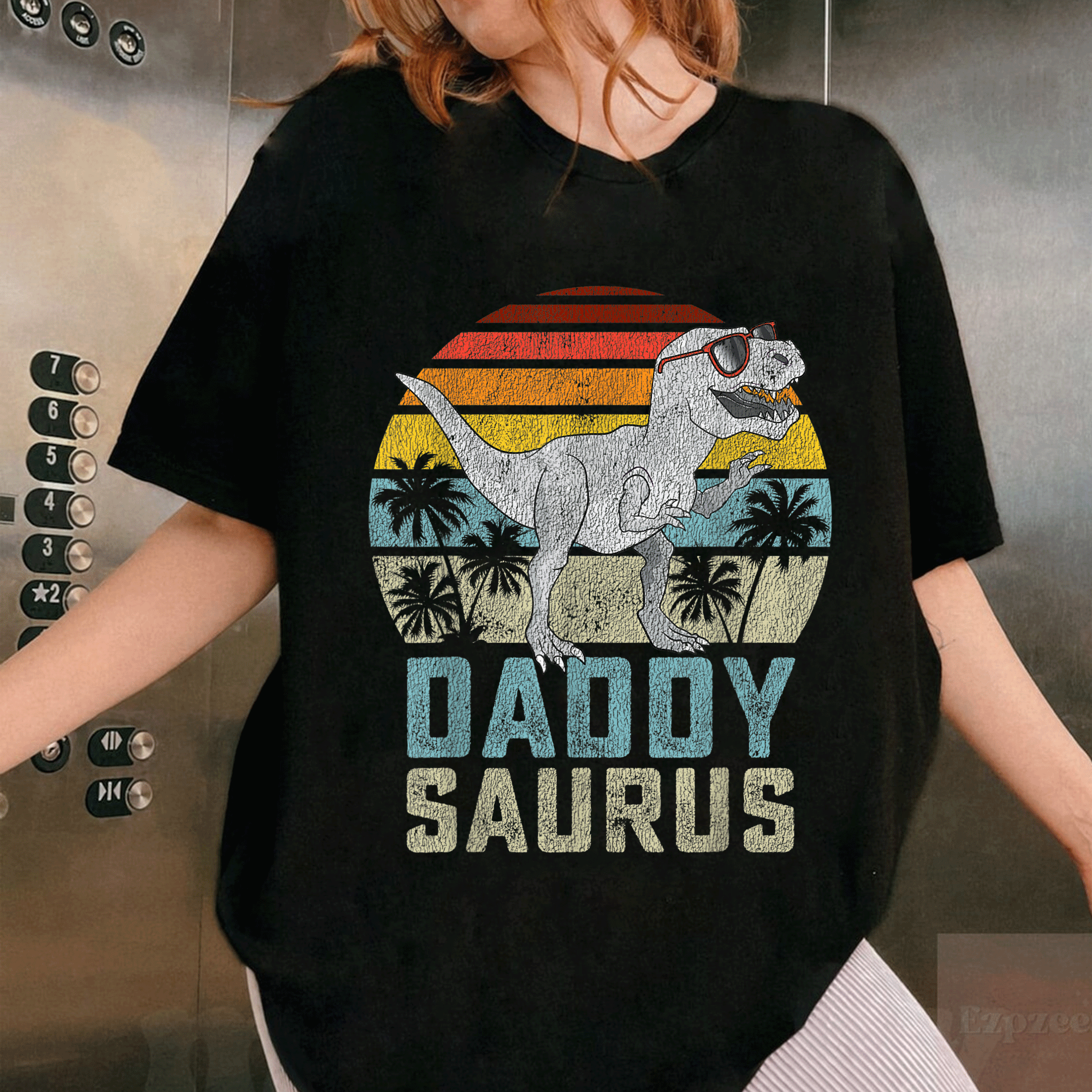 Adorable Daddysaurus T Rex Family Matching T-Shirt for Fun Father-Son Adventures, Perfect Gift for Dino Lovers - 1
