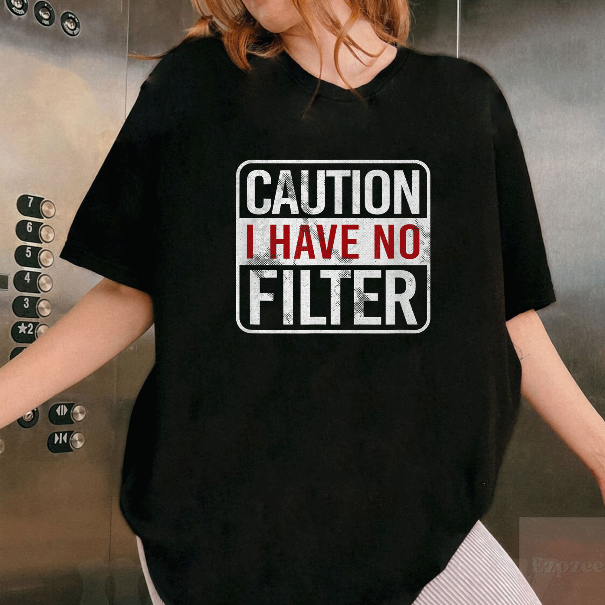 Funny Caution I Have No Filter T-Shirt for Sarcastic Humor Lovers – Perfect Gift for Friends with a Sense of Humor - 1