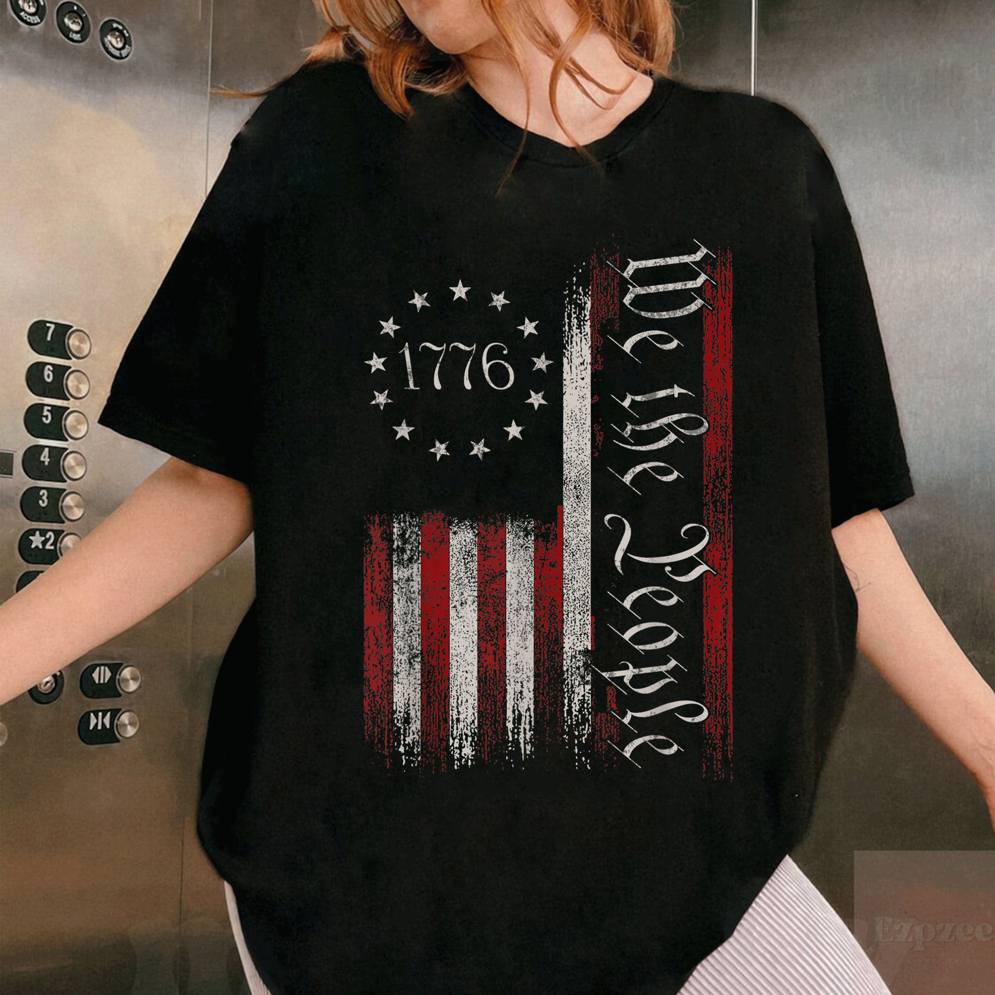 Vintage American Flag T-Shirt, Patriotic 1776 We The People Design, Ideal for Independence Day Celebrations and Everyday Wear - 1