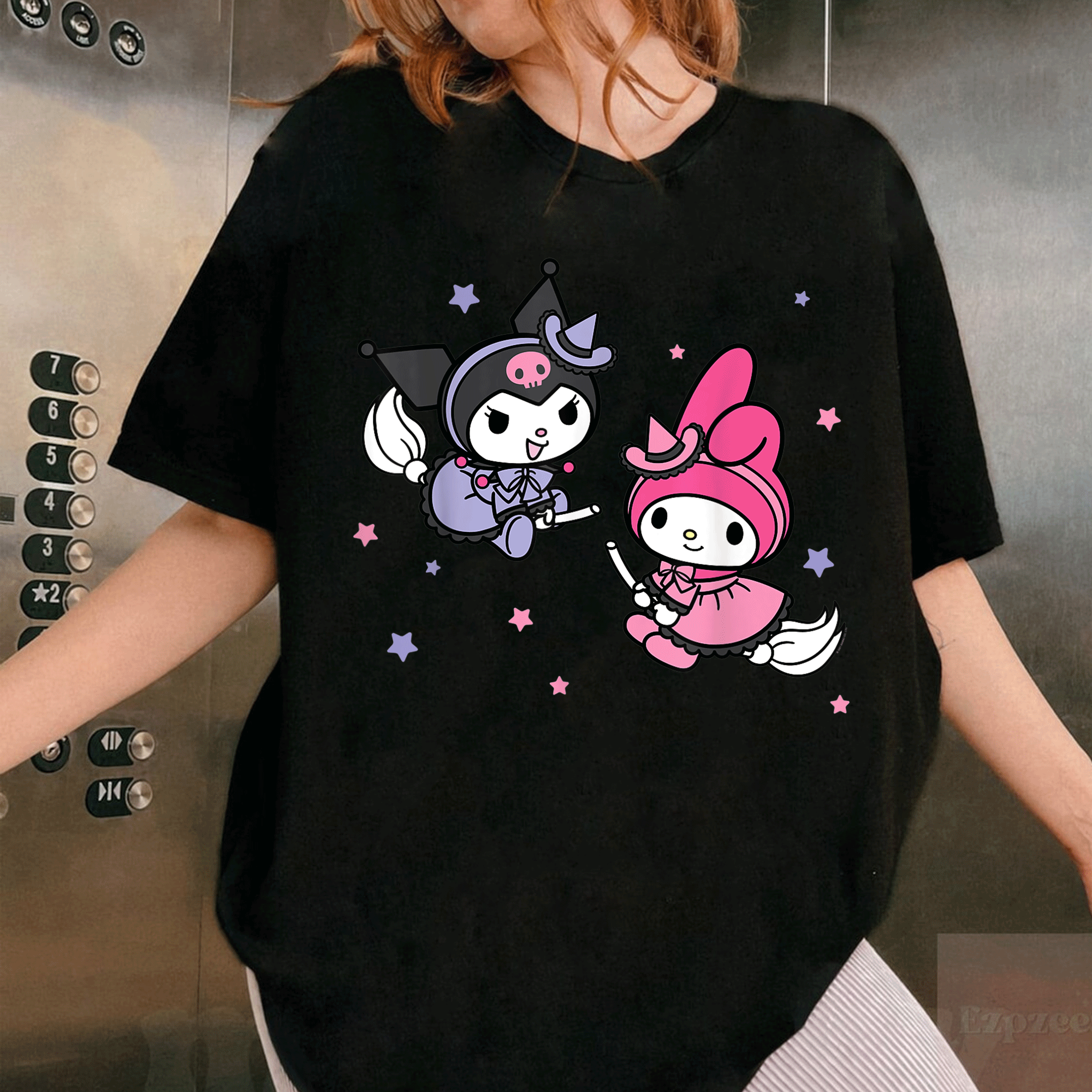 Adorable My Melody Kuromi Little Witches Halloween T-Shirt for Kids - Cute Design Perfect for Trick or Treat Fun! - 1