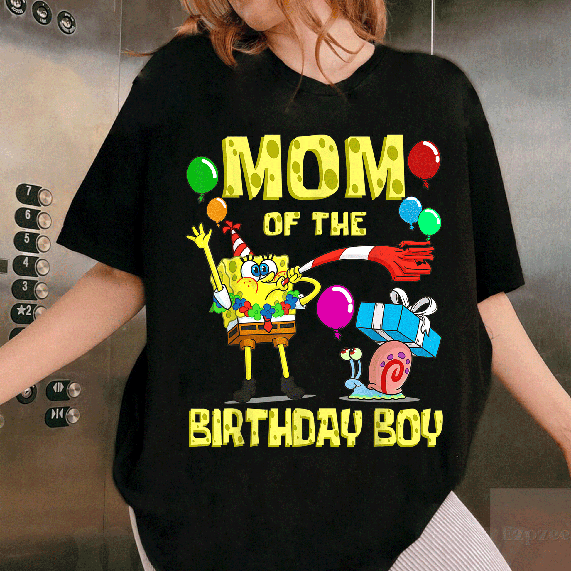 Mademark SpongeBob SquarePants Mommy of the Birthday Boy Party T-Shirt for Fun Celebrations and Special Moments - 1