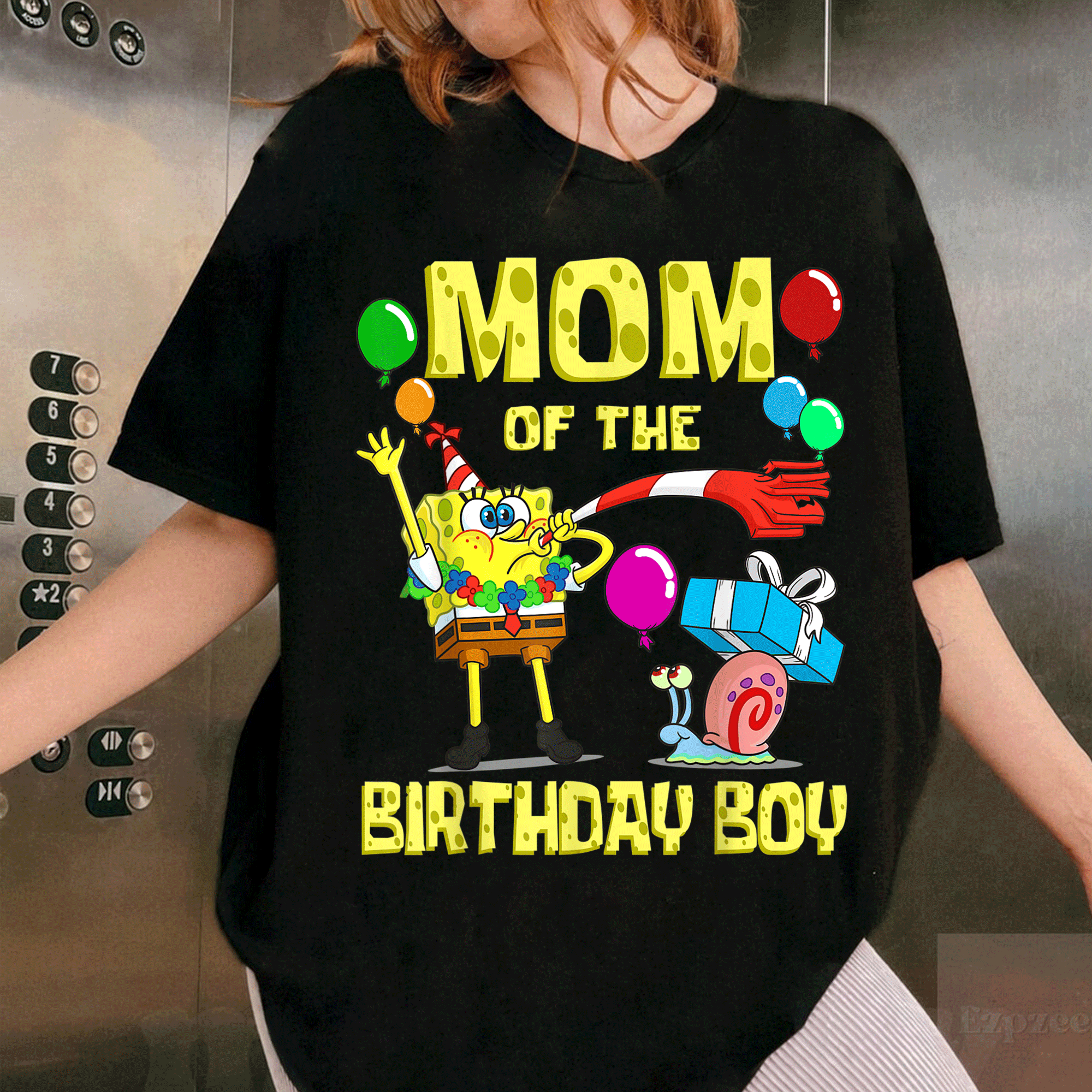 Mademark SpongeBob SquarePants Mommy of the Birthday Boy Party T-Shirt for Fun Celebrations and Special Moments - 1