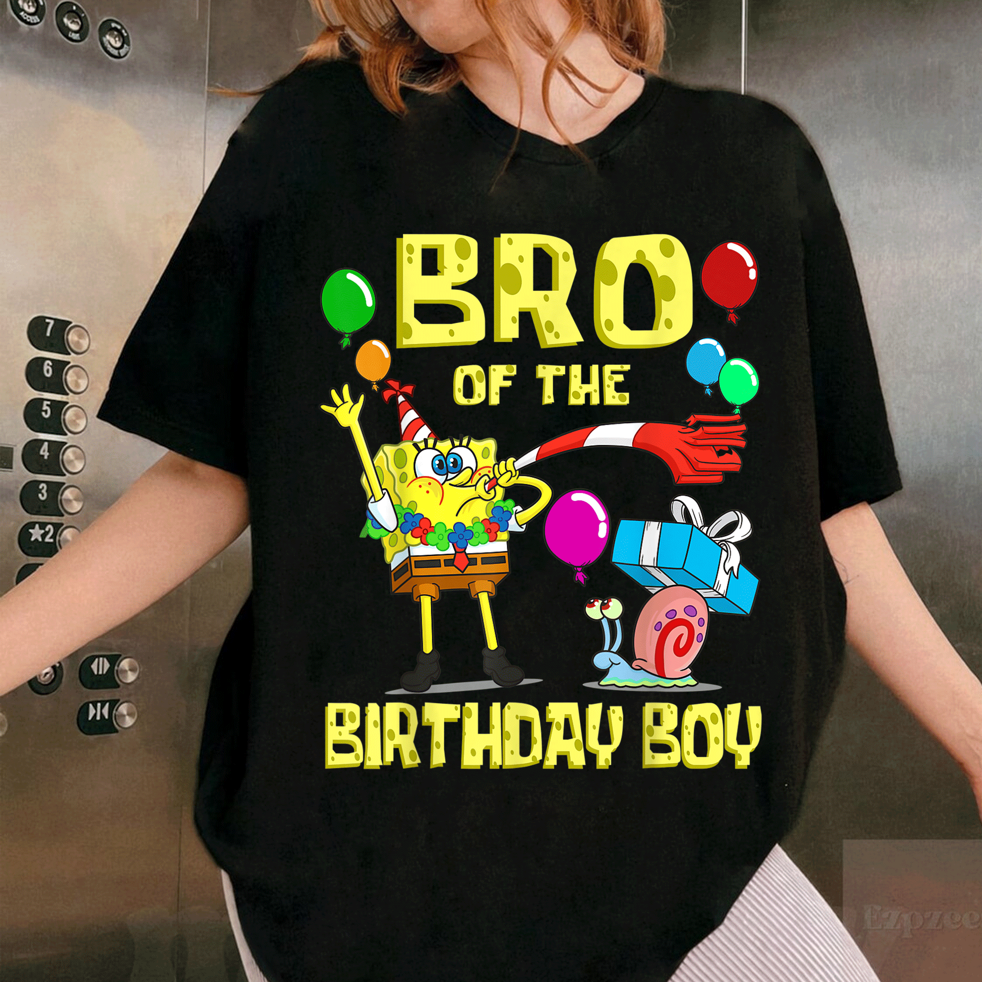 Celebrate with Mademark x SpongeBob SquarePants Brother of the Birthday Boy Theme Party T-Shirt for Fun and Festive Occasions! - 1