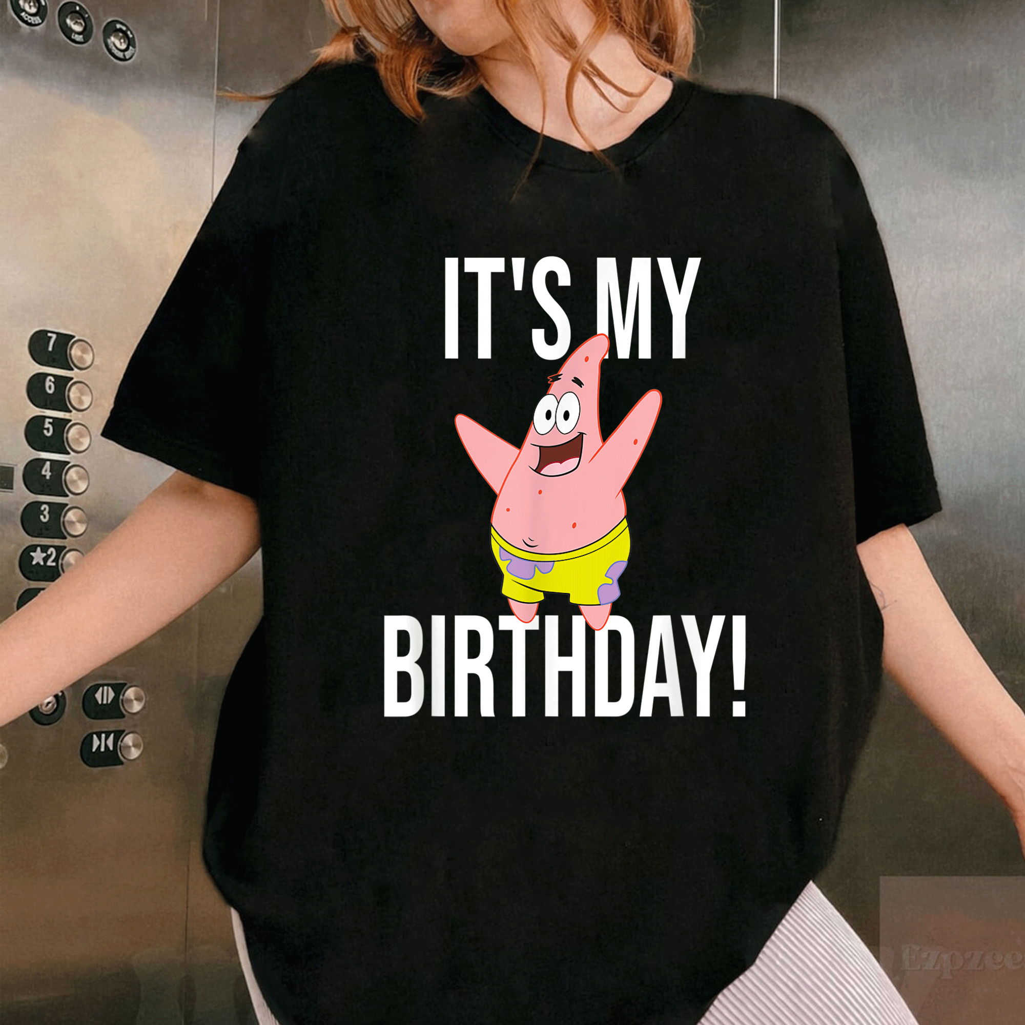 Celebrate with Mademark x SpongeBob SquarePants Patrick Star Its My Birthday T-Shirt - Fun and Festive Design for Fans! - 1