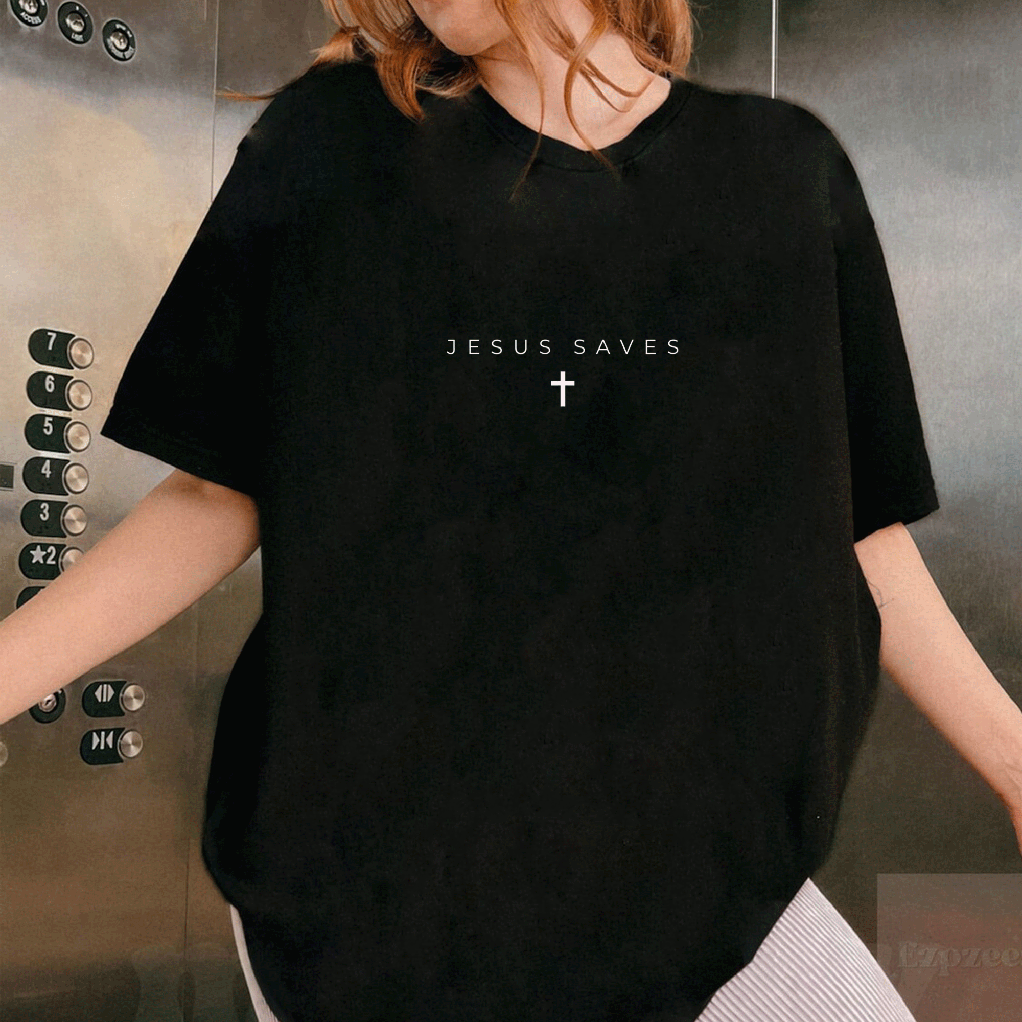 Subtle Jesus Saves Cross T-Shirt for Christians - Minimalist Religious Faith Apparel - Perfect Gift for Believers - 1