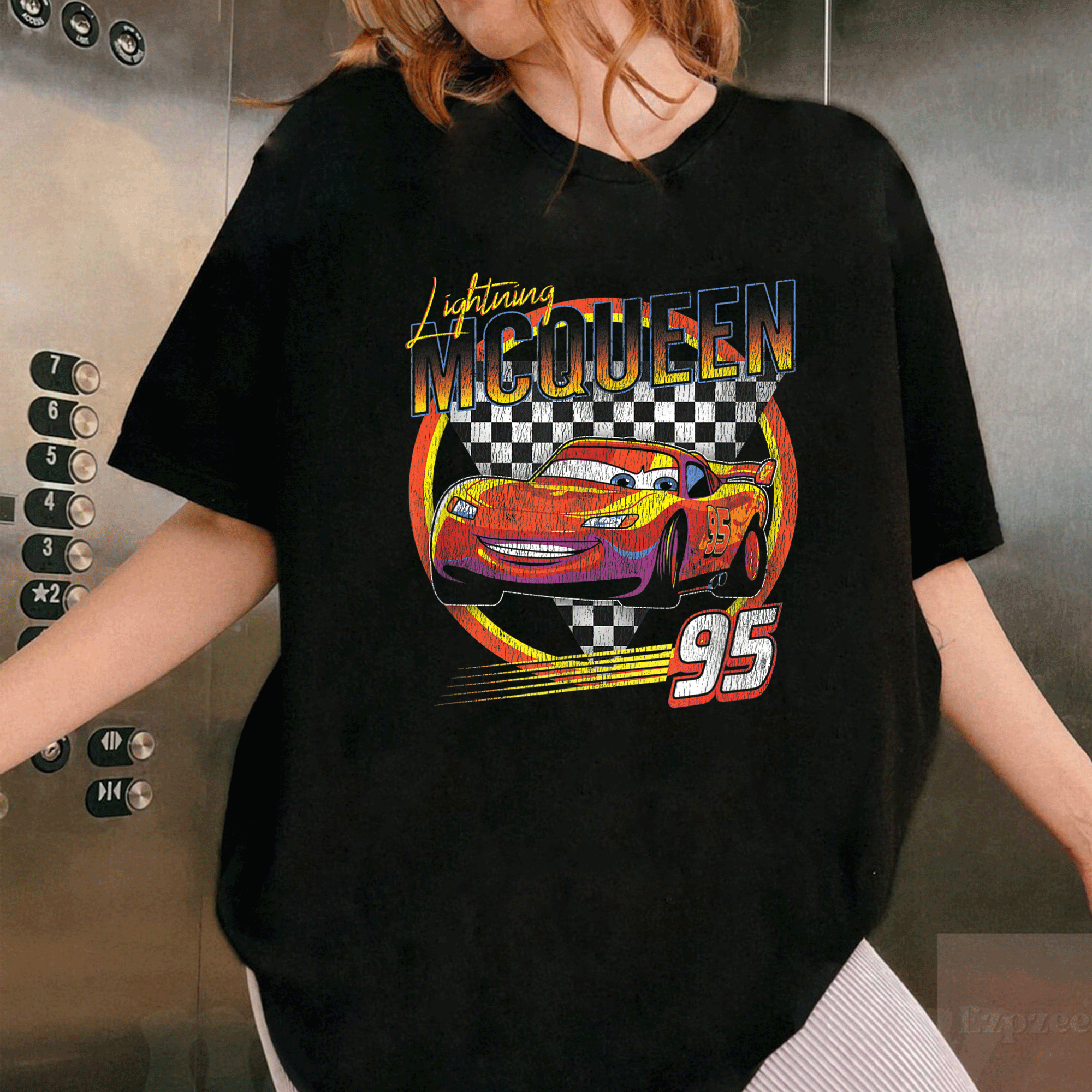 Vintage Disney Pixar Cars Lightning McQueen Graphic T-Shirt for Race Fans - Cool and Stylish Apparel for Kids and Adults - 1