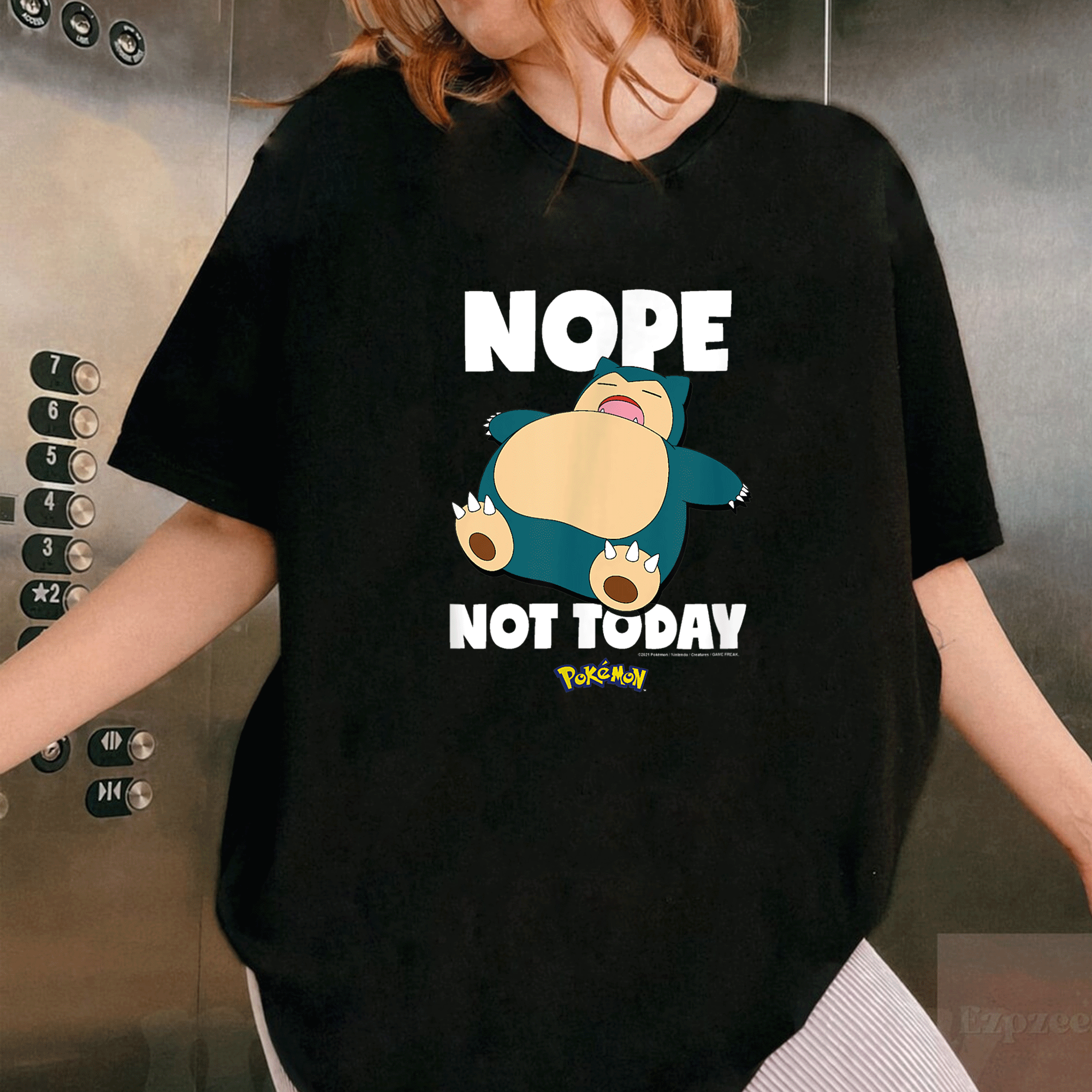 Cozy Pokémon Nope Not Today Snorlax T-Shirt: Fun Design Perfect for Fans Who Love to Chill and Relax in Style! - 1