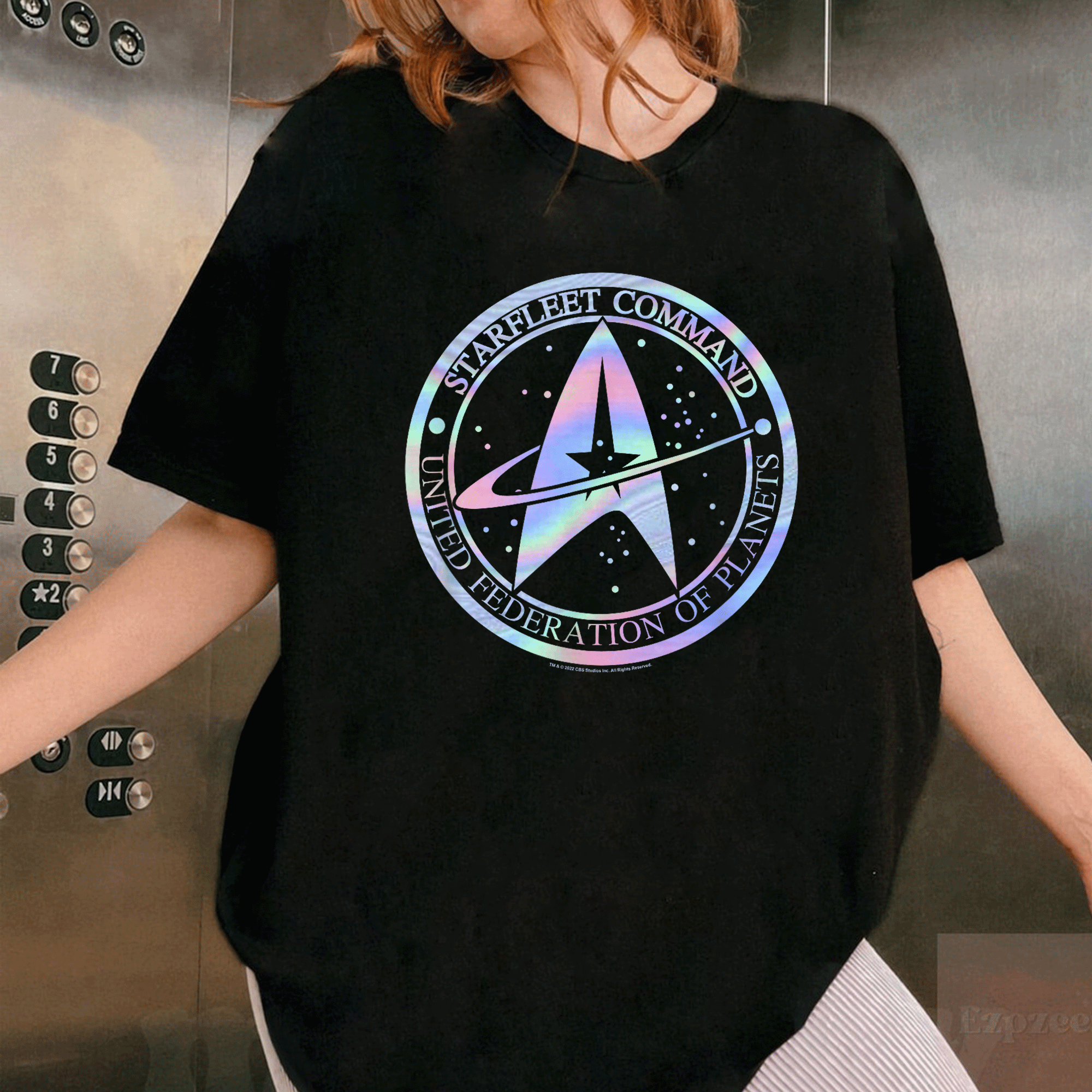 Star Trek Starfleet Command Hologram Fill T-Shirt - Stylish Graphic Tee for Fans of Sci-Fi and Space Exploration - 1