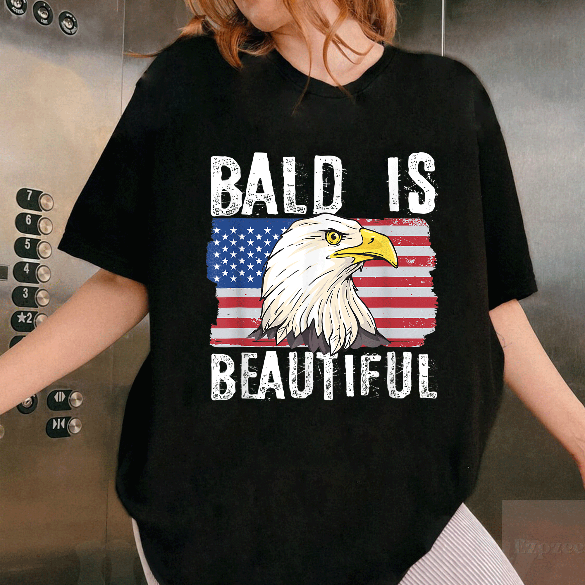Celebrate Independence Day in Style with Our Bald Is Beautiful 4th of July Bald Eagle T-Shirt for Patriotic Eagles Fans - 1