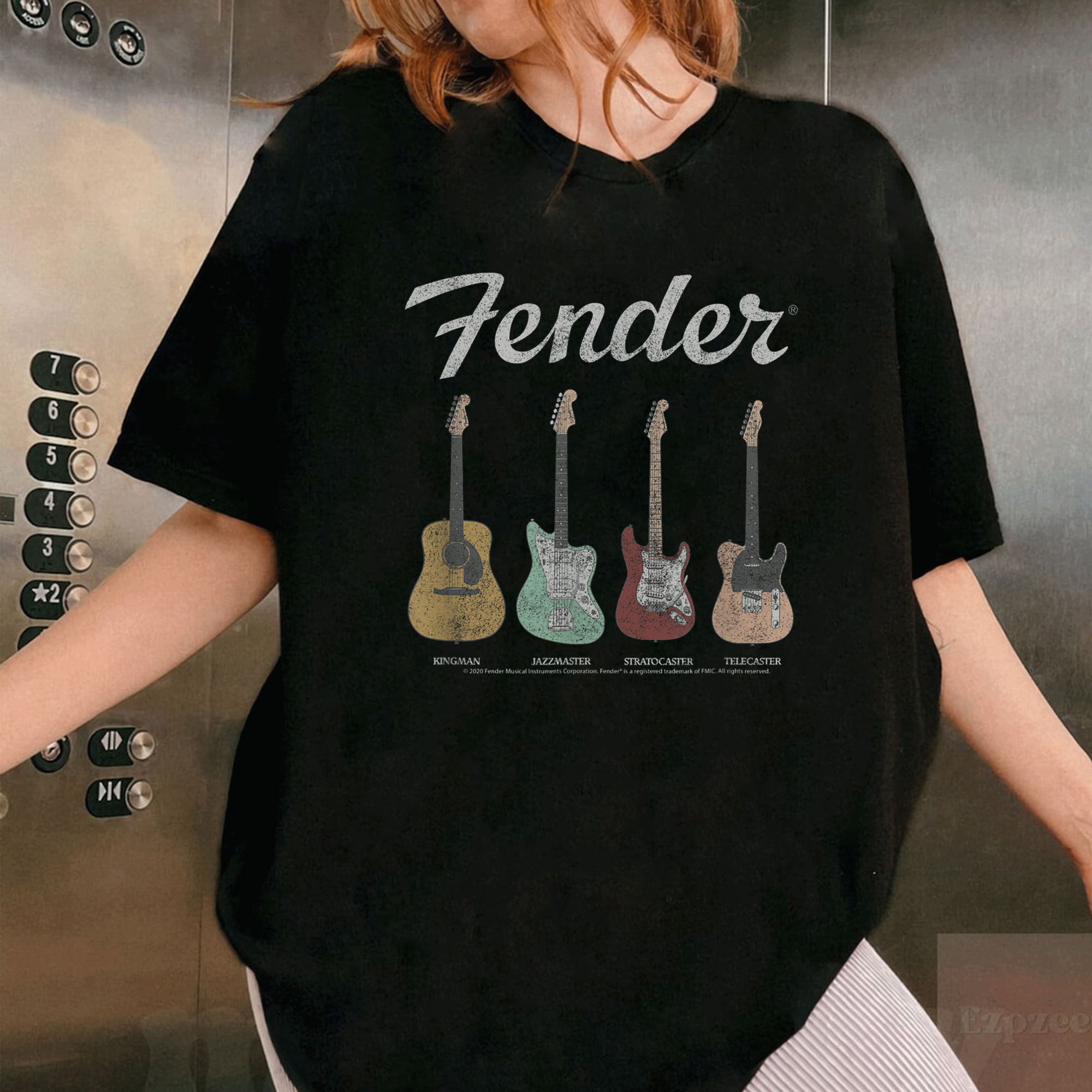 Fender Vintage Guitar Lineup T-Shirt for Music Lovers - Retro Design Featuring Iconic Guitars, Perfect for Any Occasion - 1