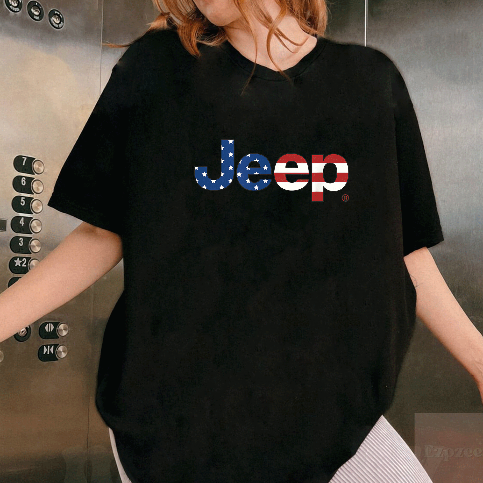 Vintage Jeep Flag Wordmark Logo T-Shirt for Jeep Lovers - Stylish Graphic Tee Showcasing Iconic Adventure Spirit - 1