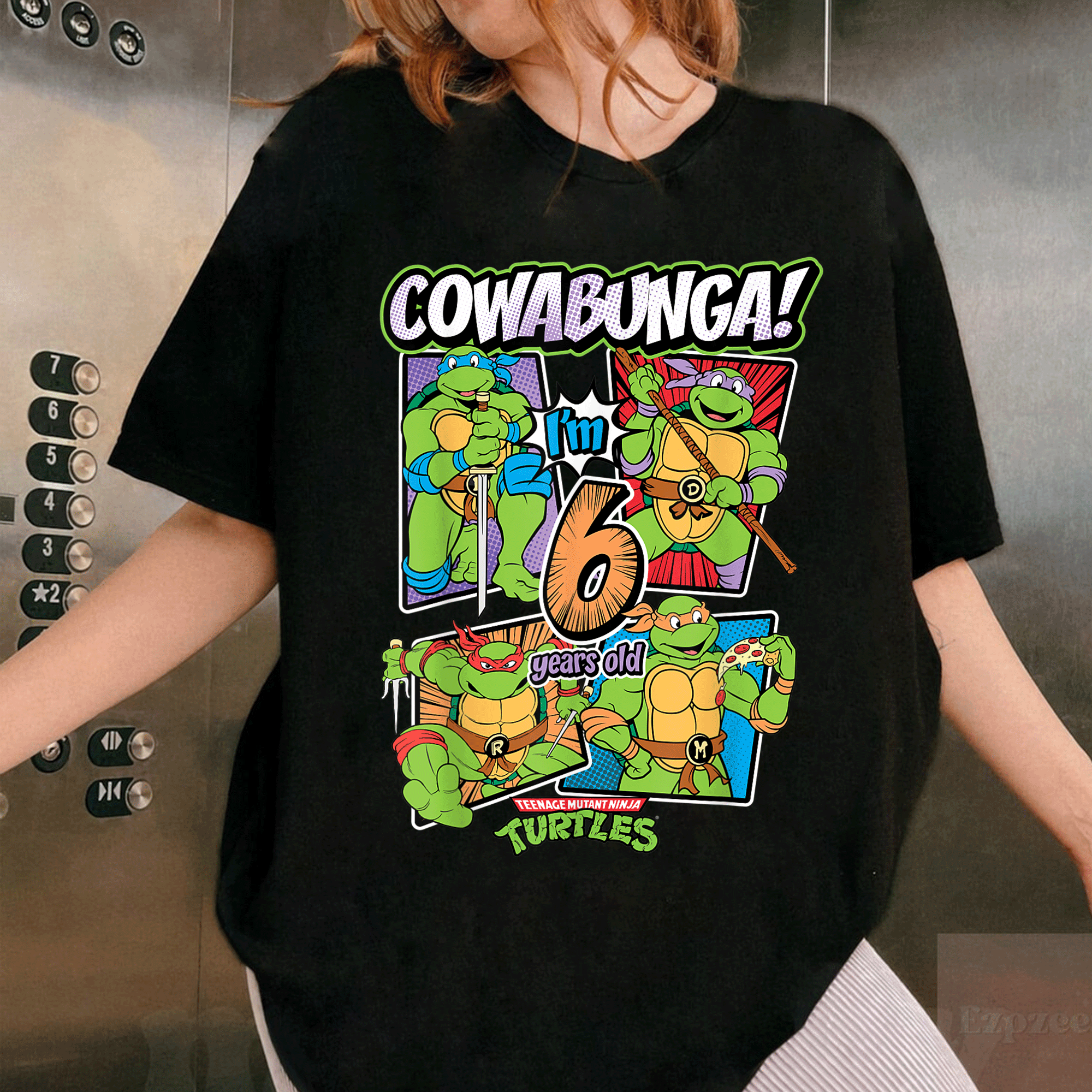 Cowabunga I'm 6 Years Old Teenage Mutant Ninja Turtles T-Shirt by Mademark - Fun Kids Tee Featuring Favorite Turtles Design - 1