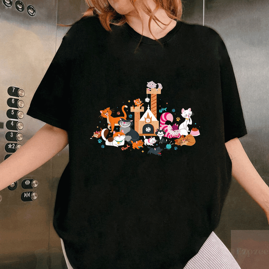 Adorable Disney Cats Kitten Friends T-Shirt for Kids and Adults - Perfect for Cat Lovers and Disney Fans! - 1