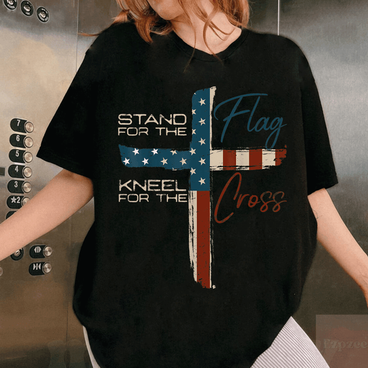 USA Flag Christian Faith T-Shirt with Inspiring Quote for 4th of July Celebrations, Perfect for Patriotic believers - 1