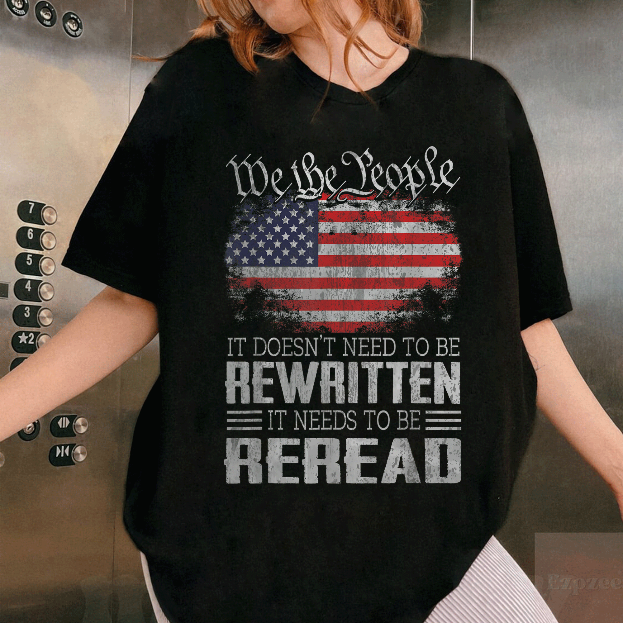 US Flag Constitution T-Shirt Reread the USA's Foundations with a Patriotic Design for Freedom Lovers and History Buffs - 1