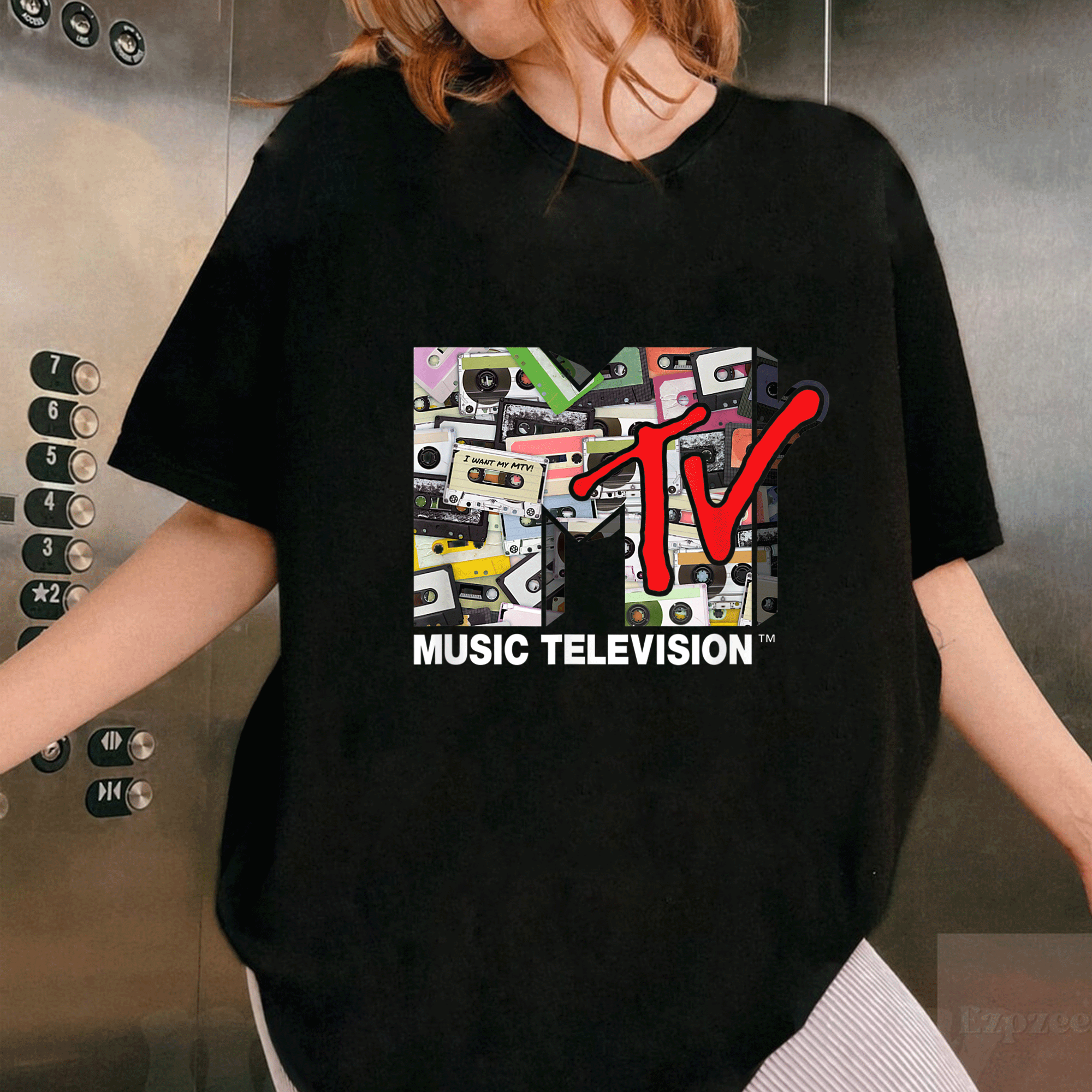 Mademark x MTV Vintage 80s Cassette Tapes Remix T-Shirt - Retro MTV Logo Graphic Tee for Music Lovers and Nostalgia Fans - 1