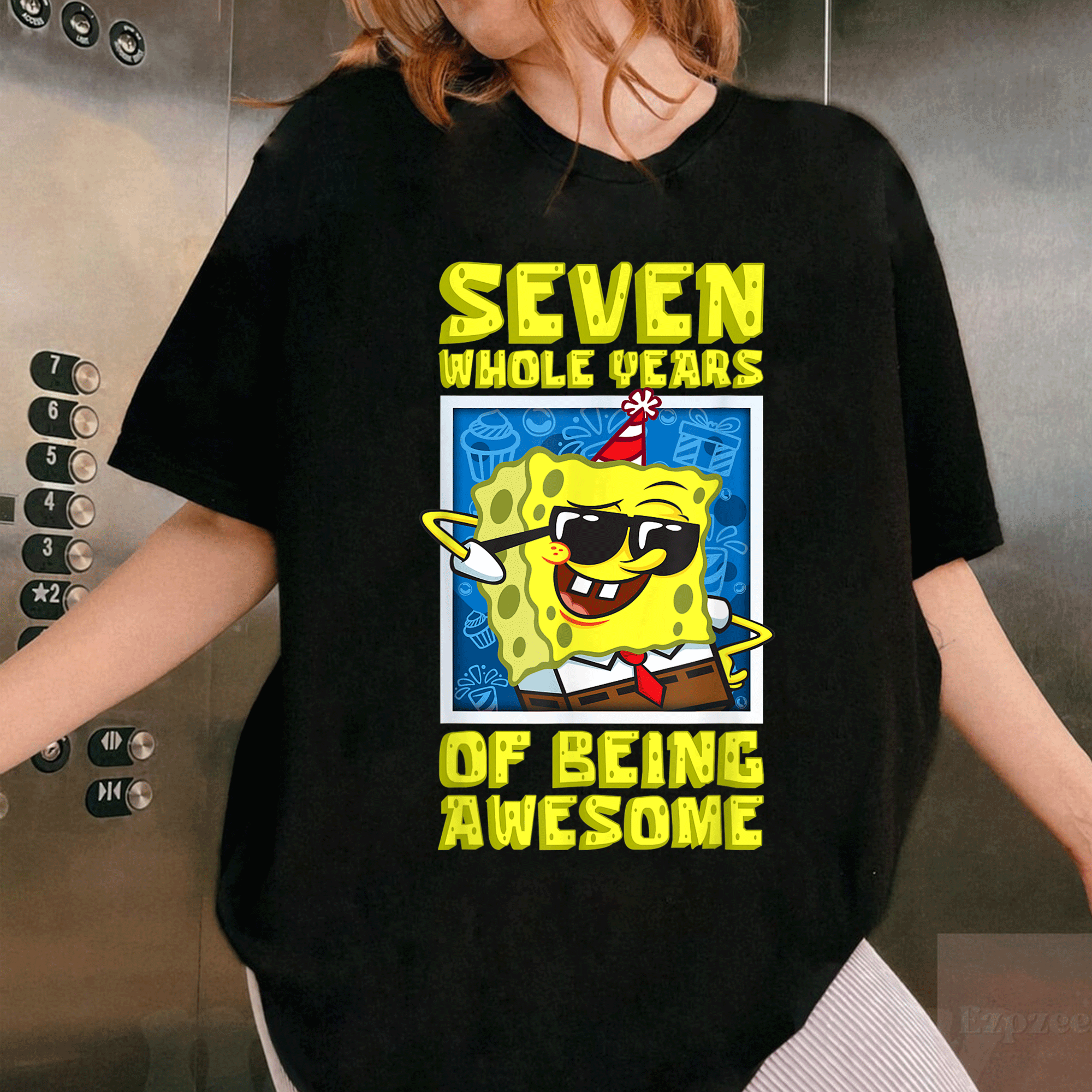 Mademark SpongeBob SquarePants Birthday T-Shirt for Boys - Celebrate Seven Years of Awesome with Fun Graphic Design - 1
