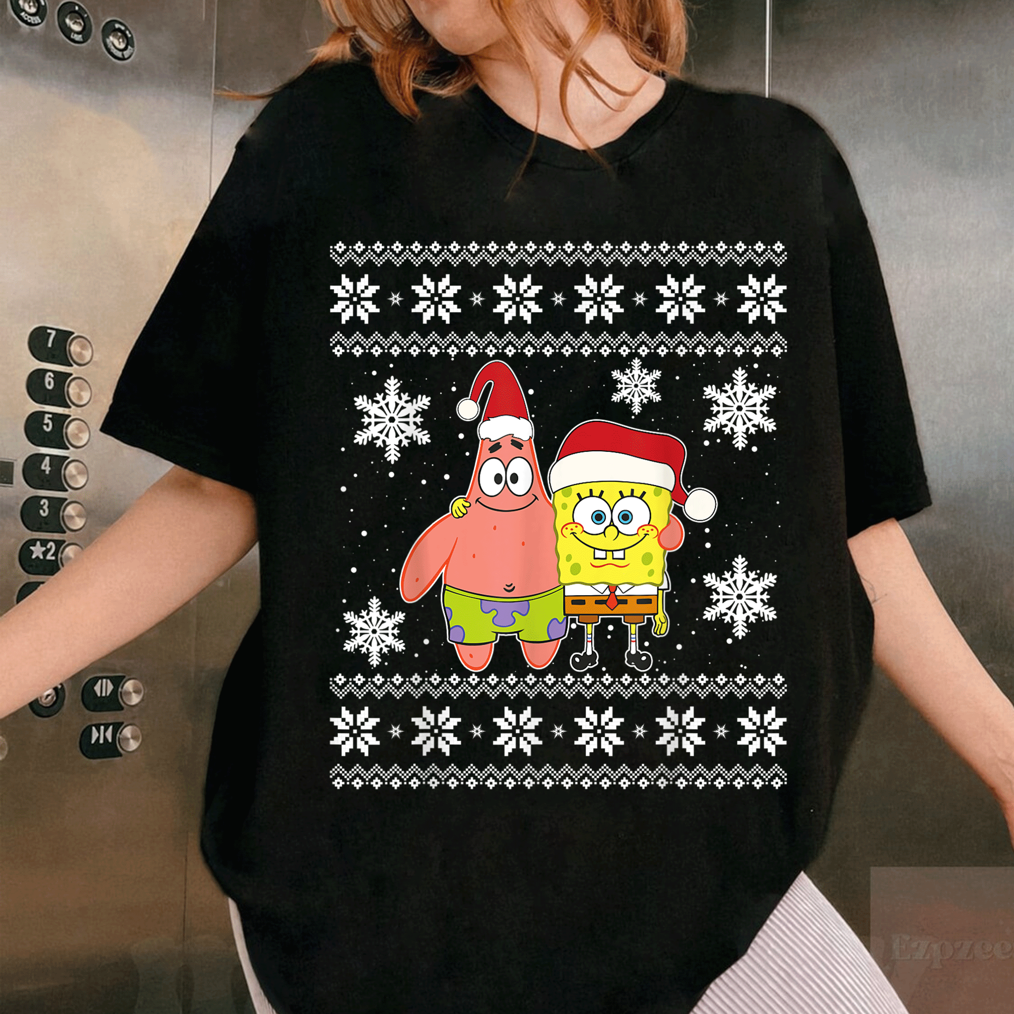 Mademark x SpongeBob SquarePants Christmas T-Shirt Featuring SpongeBob and Patrick as Best Friends in Festive Holiday Spirit - 1