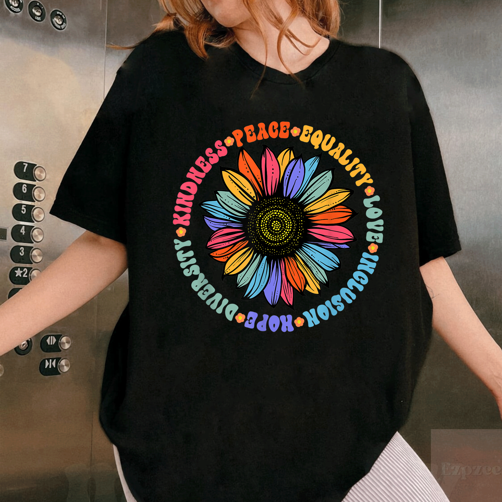 Kindness Love Equality Diverse Human Rights T-Shirt – Spread Peace, Hope, and Unity with Vibrant Graphic Design - 1