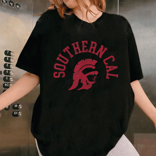 Vintage USC Southern Cal Distressed 80s Graphic T-Shirt for Fans - Retro Style Comfortable Tee for Casual Wear - 1