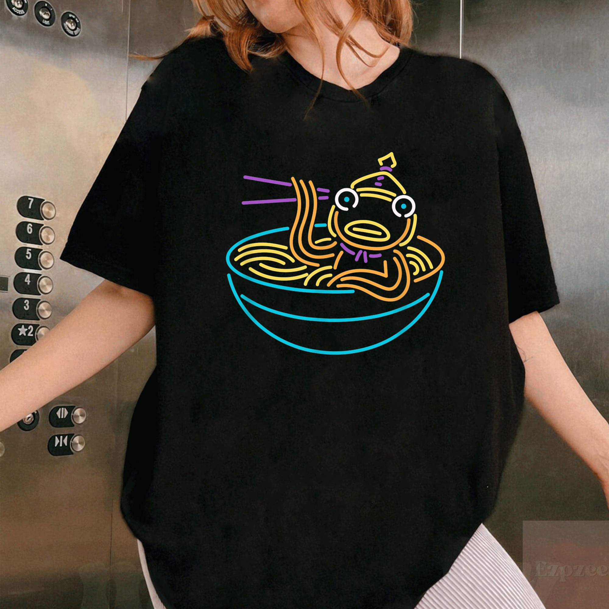 Fortnite Fishstick Neon Ramen Bowl Center Icon T-Shirt Perfect for Gamers and Fans of Fortnite Style Apparel - 1