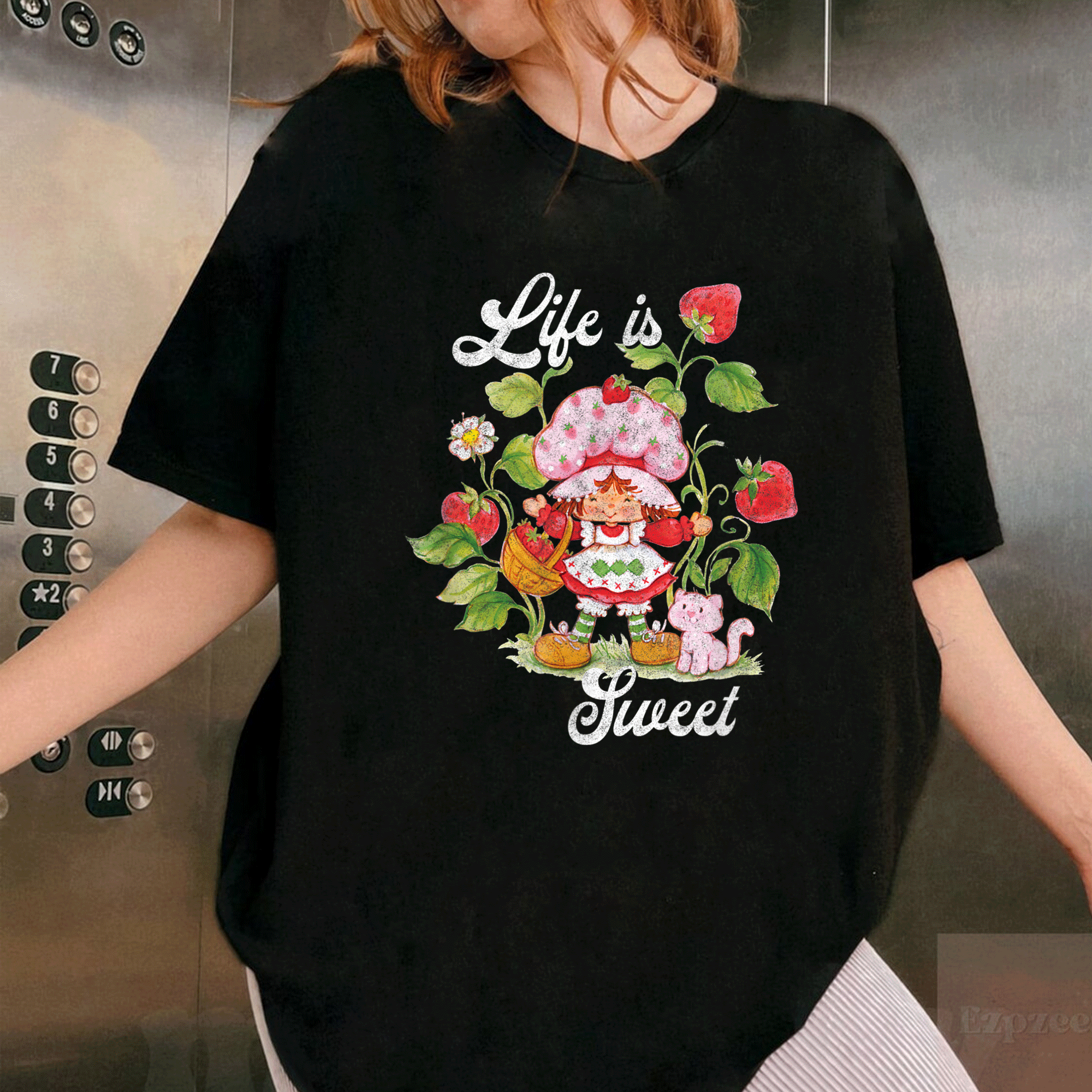 Vintage Strawberry Shortcake T-Shirt, Life Is Sweet Berry Garden Design, Cute Retro Graphic Tee for Women and Kids - 1