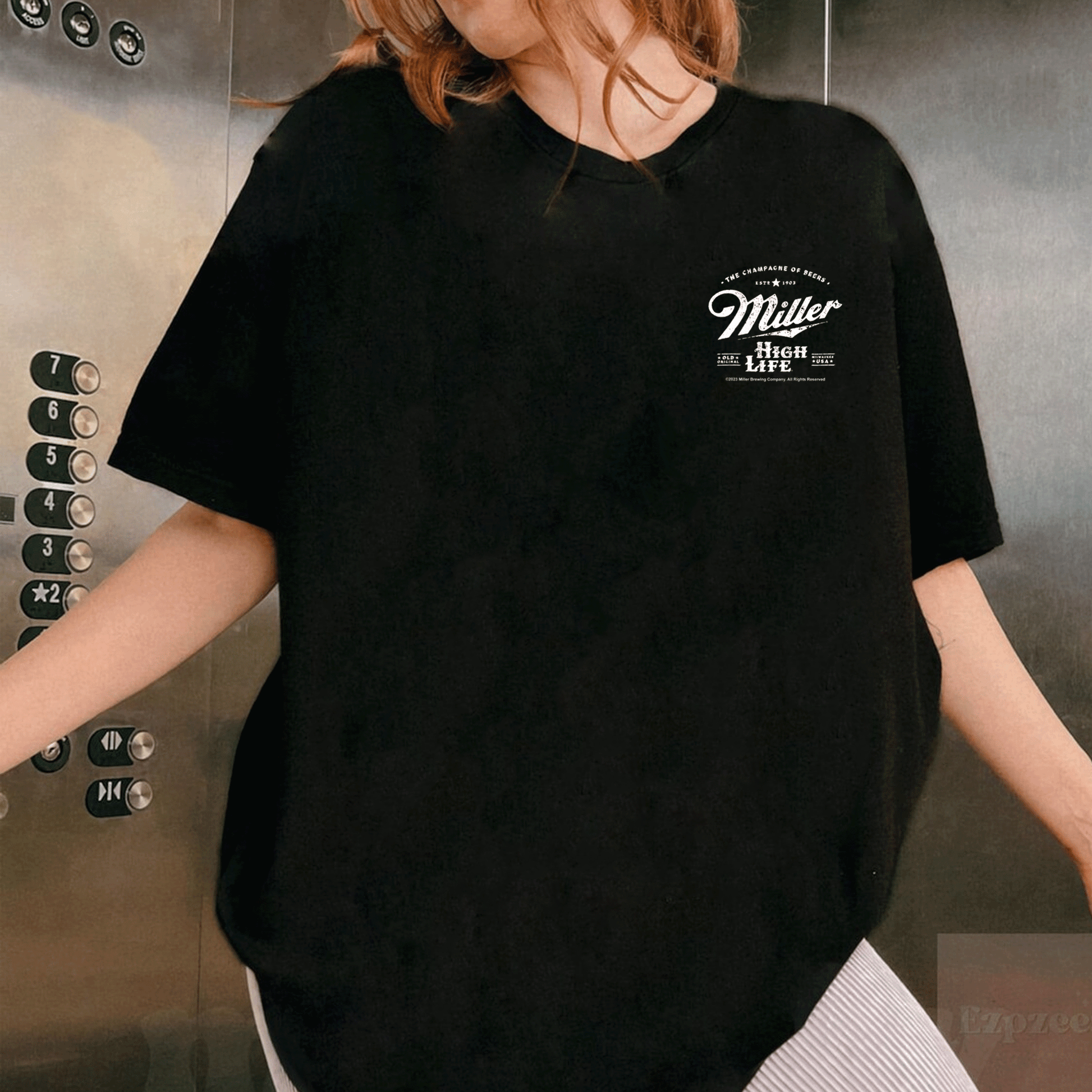 Coors Miller High Life Champagne of Beers T-Shirt Front and Back Design for Beer Lovers and Fun Casual Wear - 1