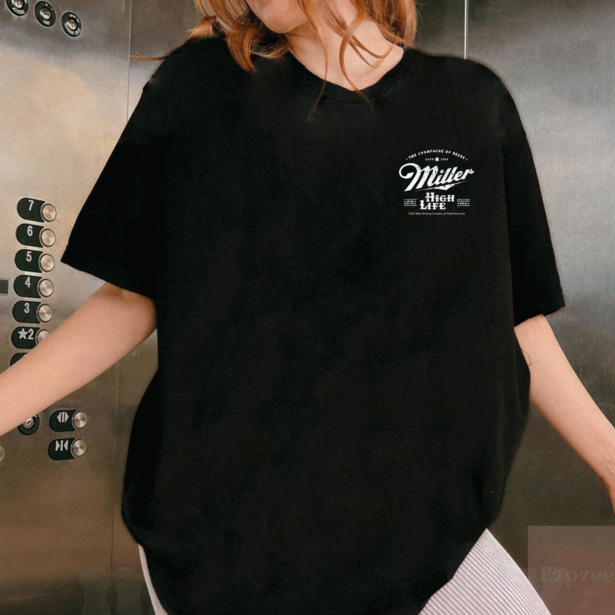 Coors Miller High Life Champagne of Beers T-Shirt Front and Back Design for Beer Lovers and Fun Casual Wear - 1