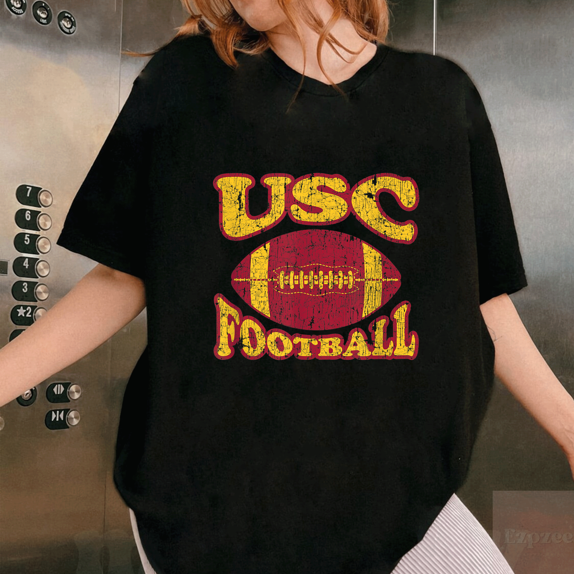 USC Trojan Football Distressed Retro Style T-Shirt Perfect for Game Day Charm and Comfortable Vintage Appeal - 1