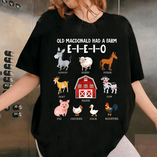 Cute Toddler Farm Animals T-Shirt - Old MacDonald Had a Farm E-I-E-I-O Design for Kids - Perfect for Little Animal Lovers - 1