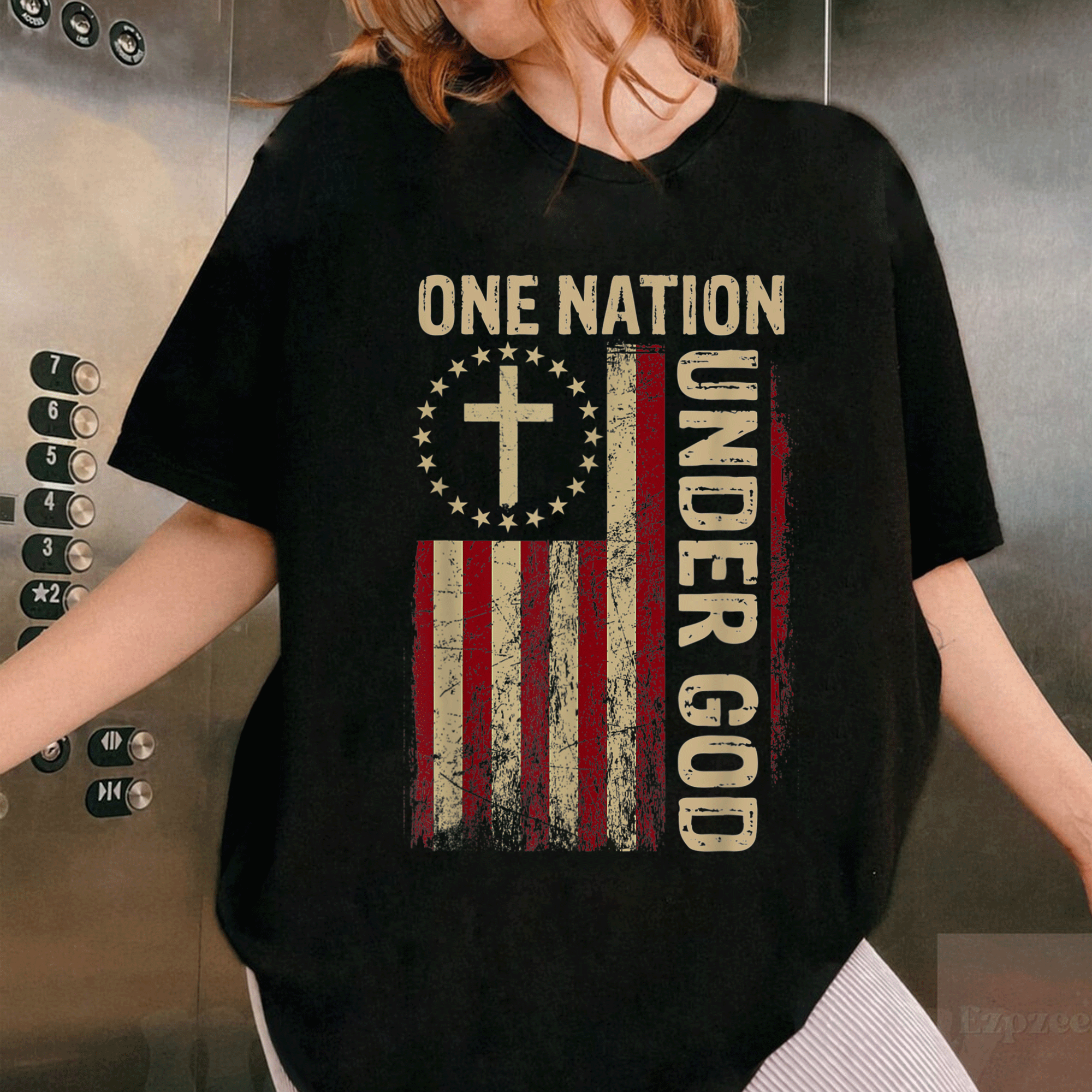 One Nation Under God Patriotic Christian T-Shirt for 4th of July Celebrations - Perfect for Faith and Freedom Events - 1