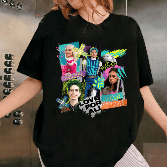 Disney Channel Zombies 3 Love for All T-Shirt Featuring Colorful Design and Positive Vibes Perfect for Fans of All Ages - 1