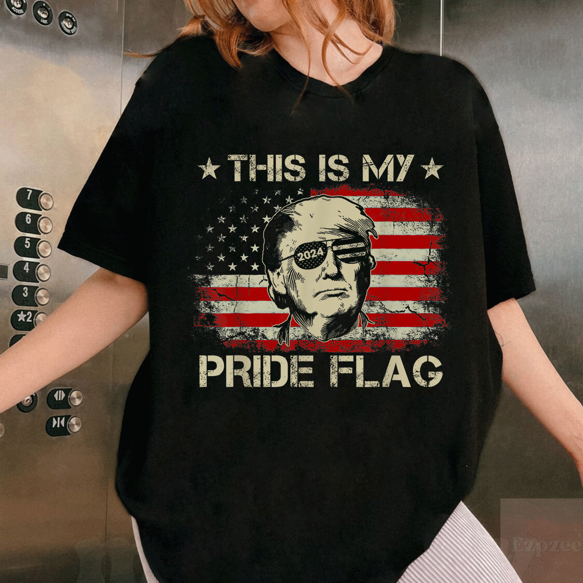Pride Flag Trump 2024 American Flag T-Shirt for 4th of July Celebrations - Celebrate Freedom and Unity in Style! - 1