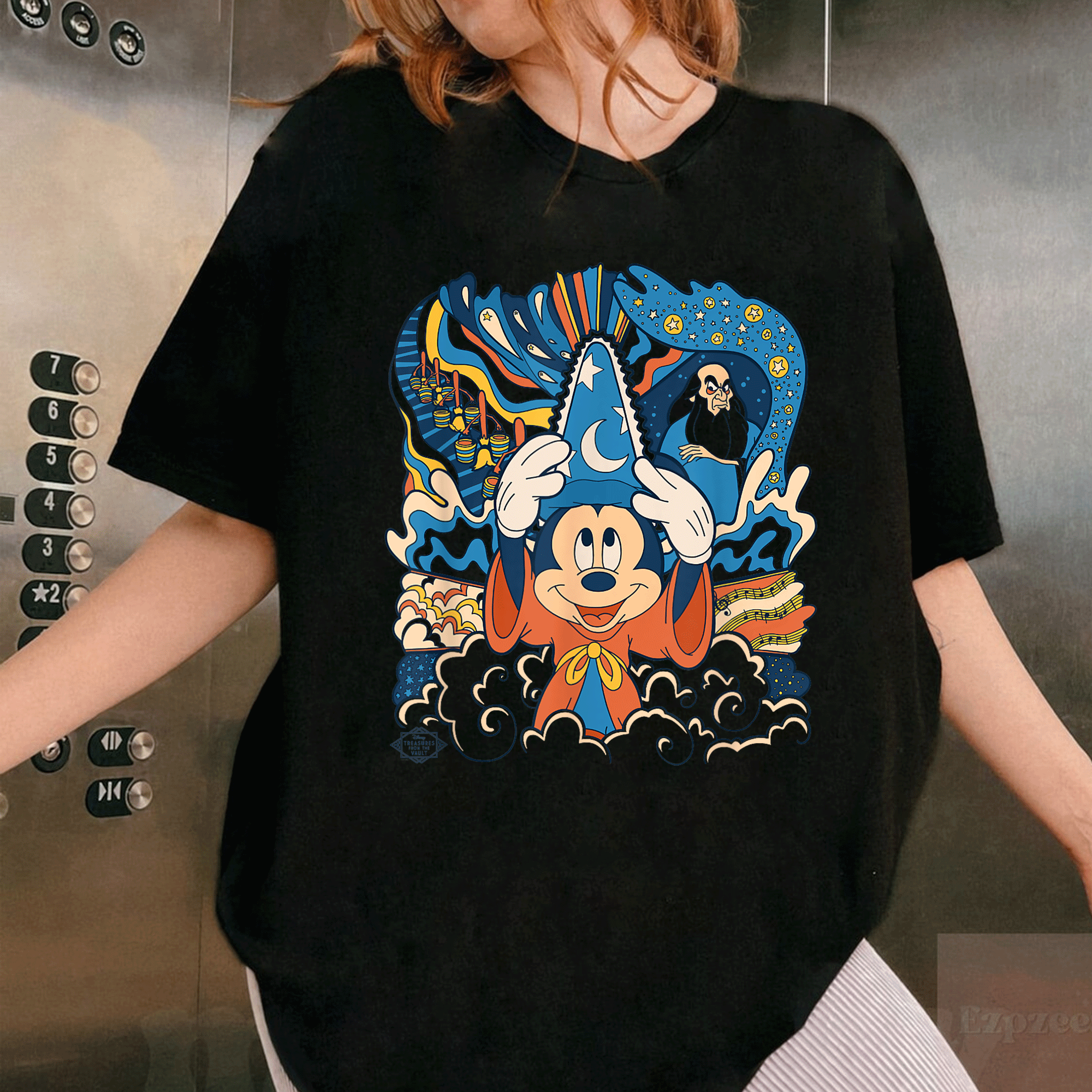 Retro Disney Fantasia Sorcerer's Apprentice Mickey Mouse T-Shirt – Classic Animation Style Graphic Tee for Fans - 1